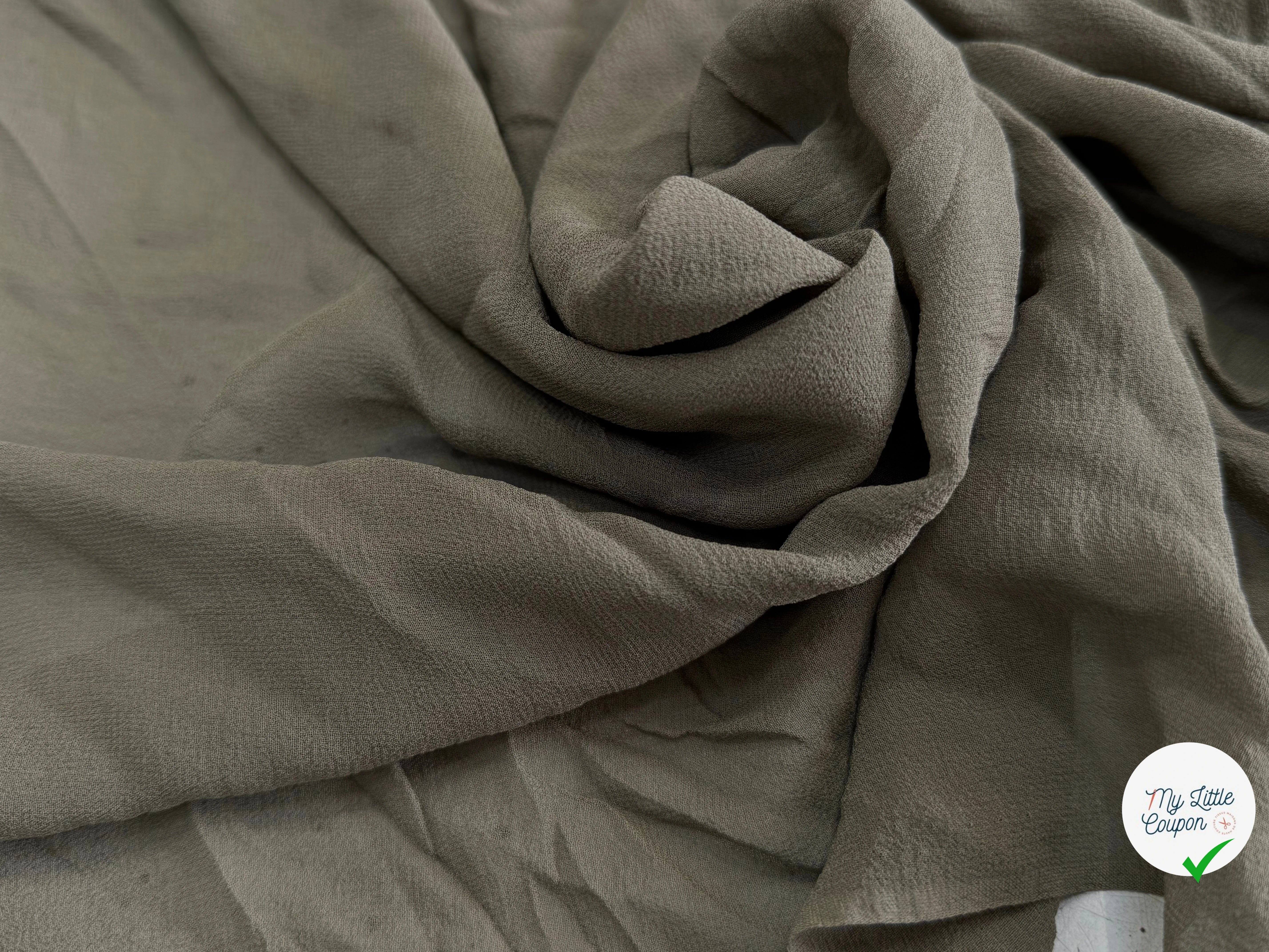 CREPE DE SOIE DOUBLE GEORGETTE FLUIDE KAKI - My Little Coupon