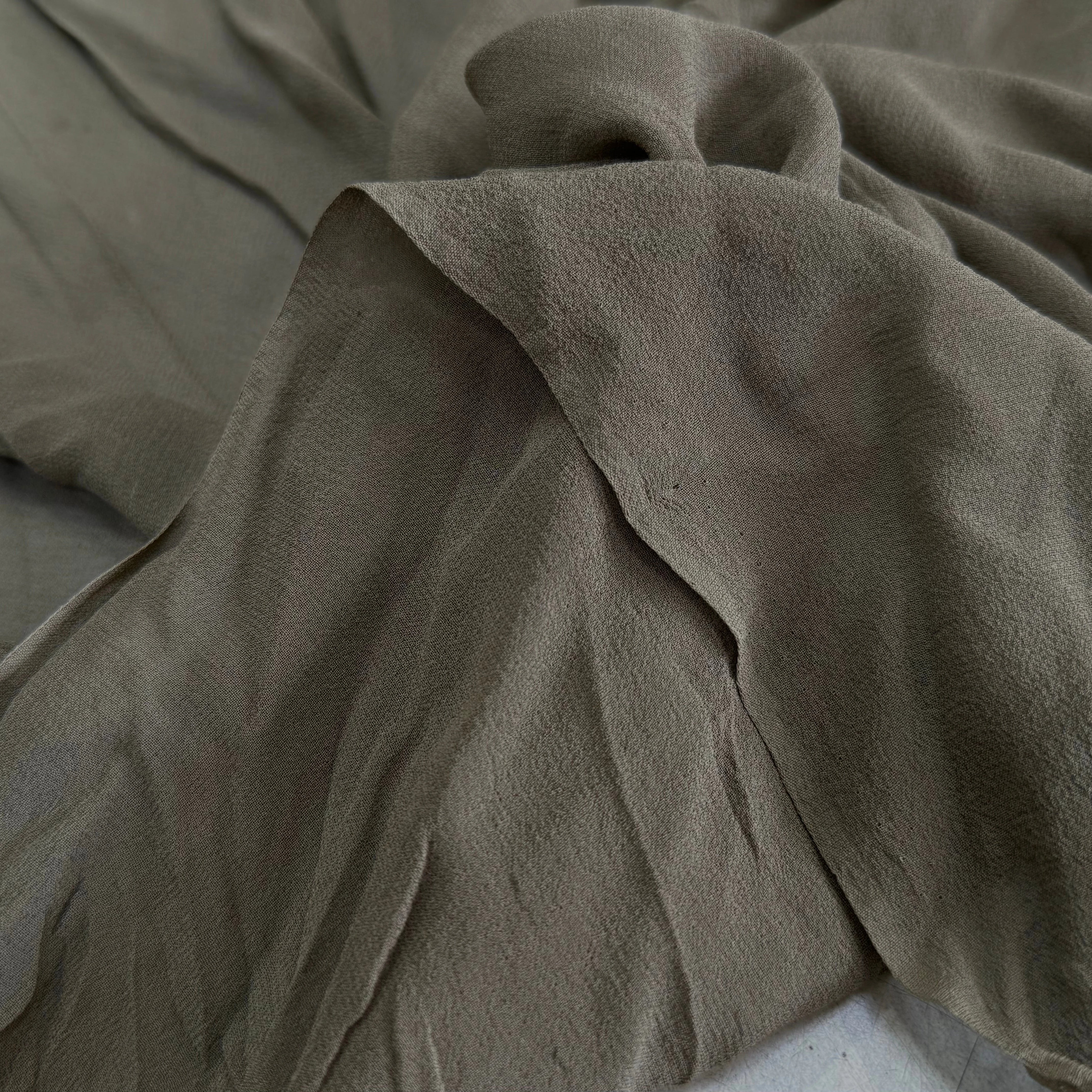CREPE DE SOIE DOUBLE GEORGETTE FLUIDE KAKI - My Little Coupon