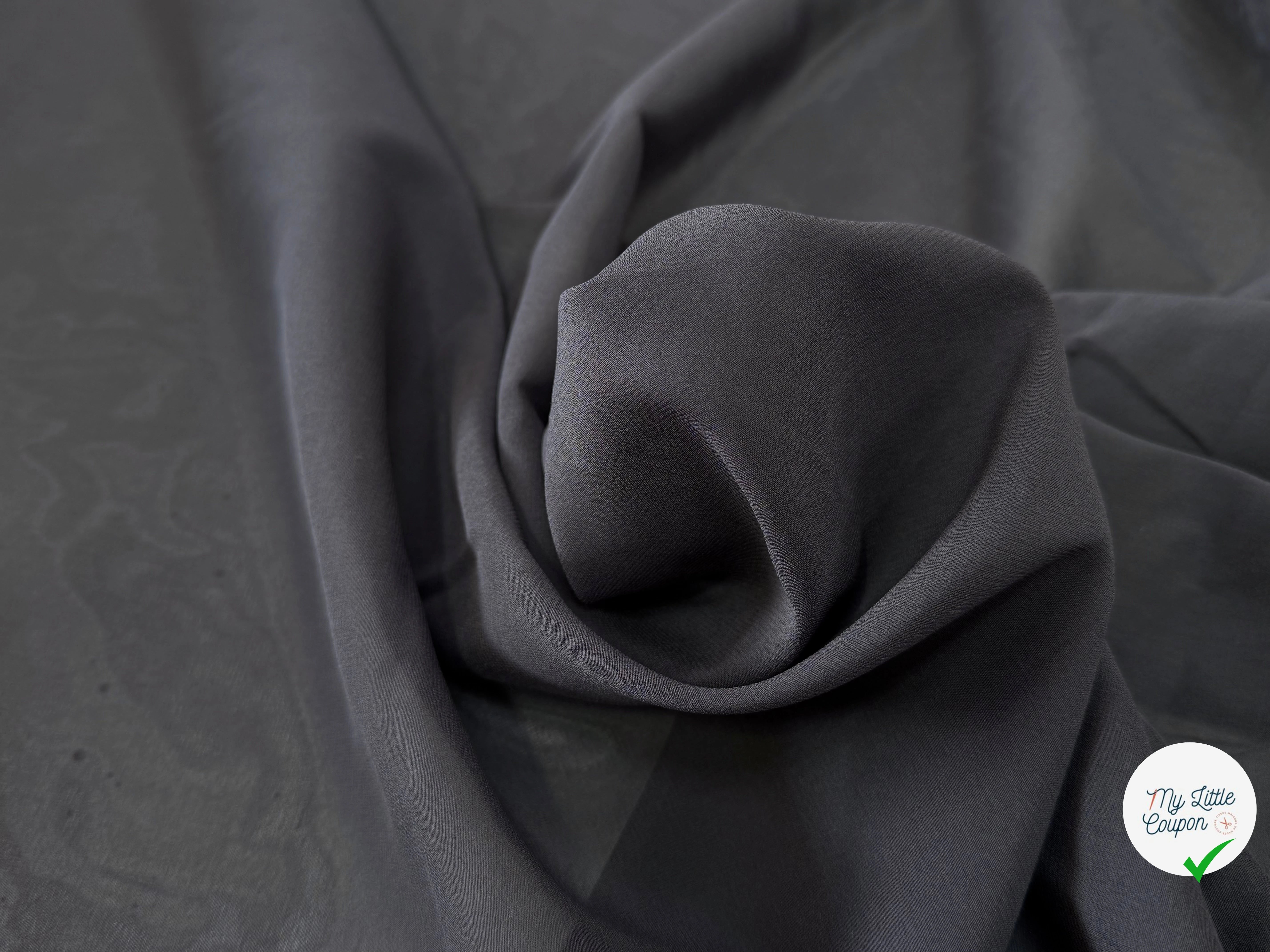 CREPE DE SOIE DOUBLE GEORGETTE LAIZE 100 STRETCH BLEU GRIS - My Little Coupon