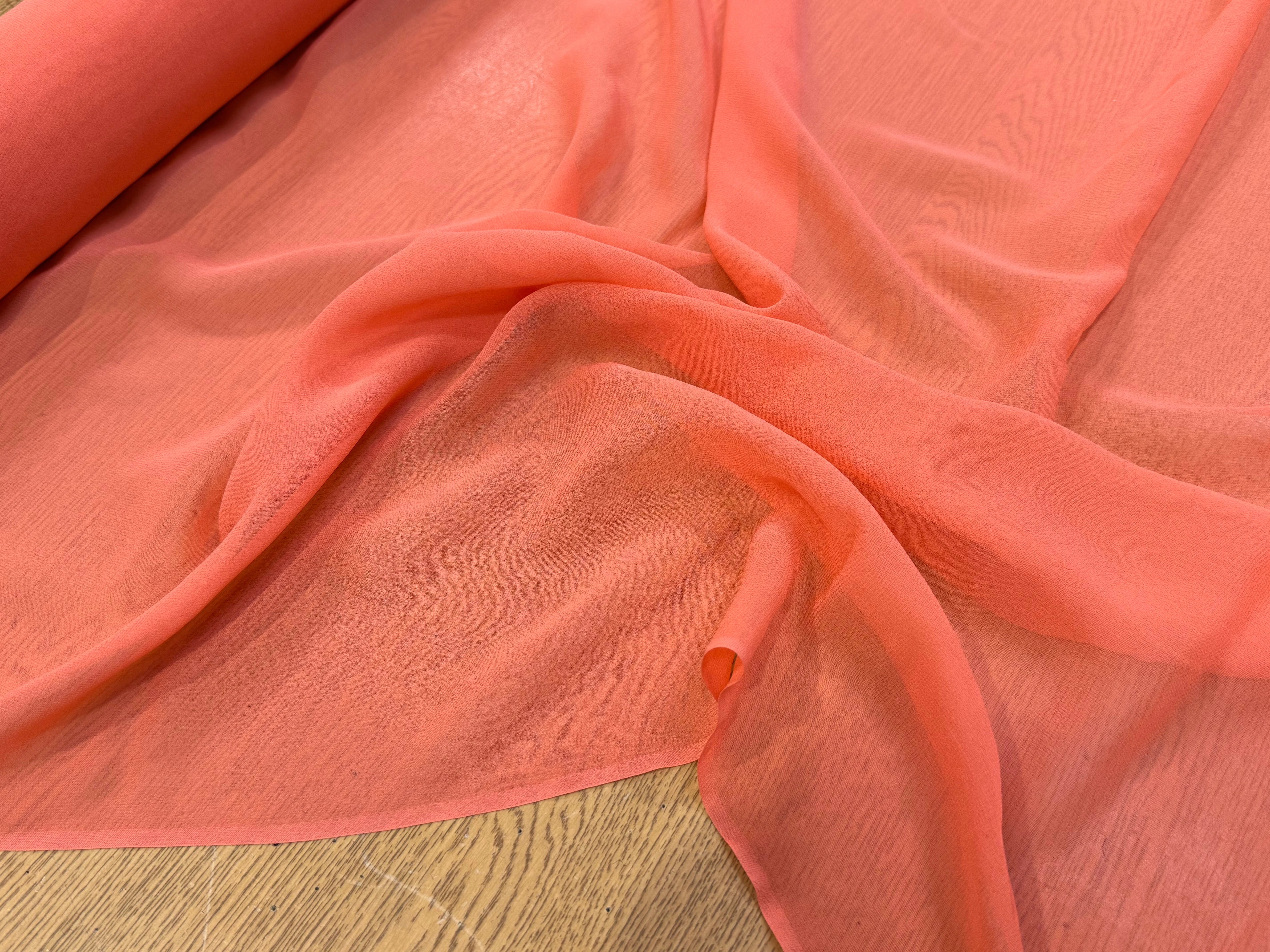 CREPE DE SOIE DOUBLE GEORGETTE LAIZE 115 ORANGE PÊCHE - My Little Coupon