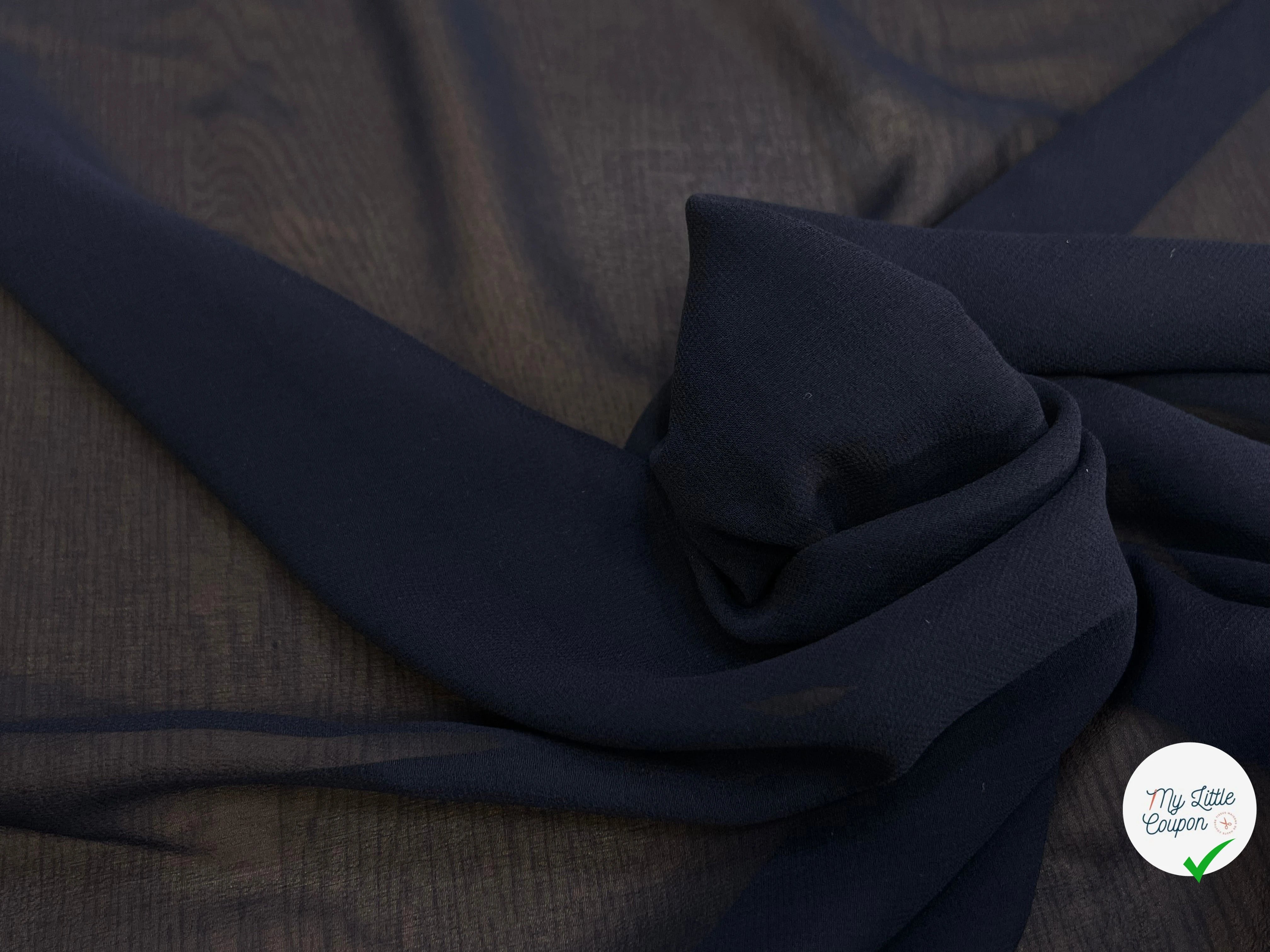 CREPE DE SOIE FLUIDE 140 DE LAIZE 100% SOIE BLEU NUIT - My Little Coupon