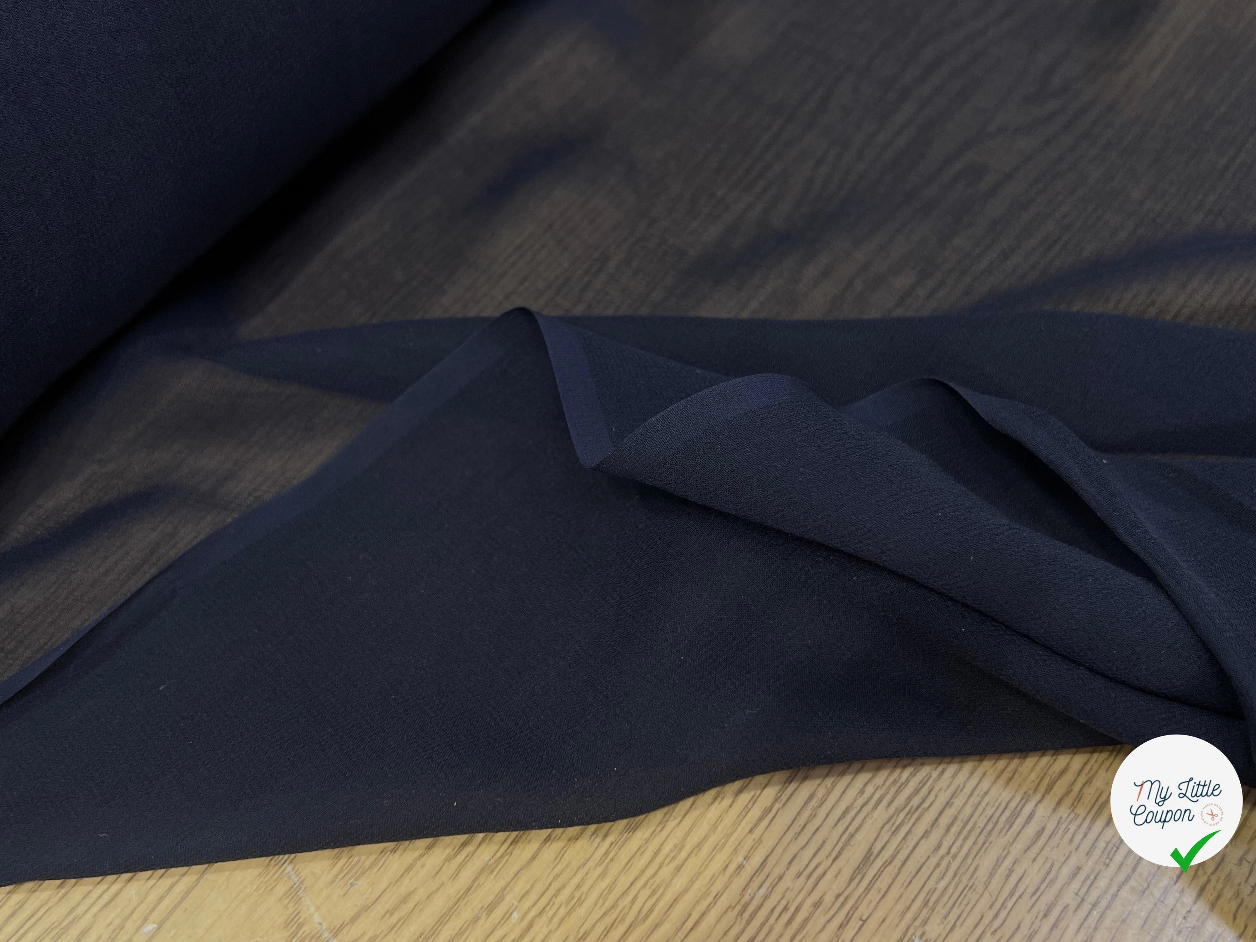 CREPE DE SOIE FLUIDE 140 DE LAIZE 100% SOIE BLEU NUIT - My Little Coupon