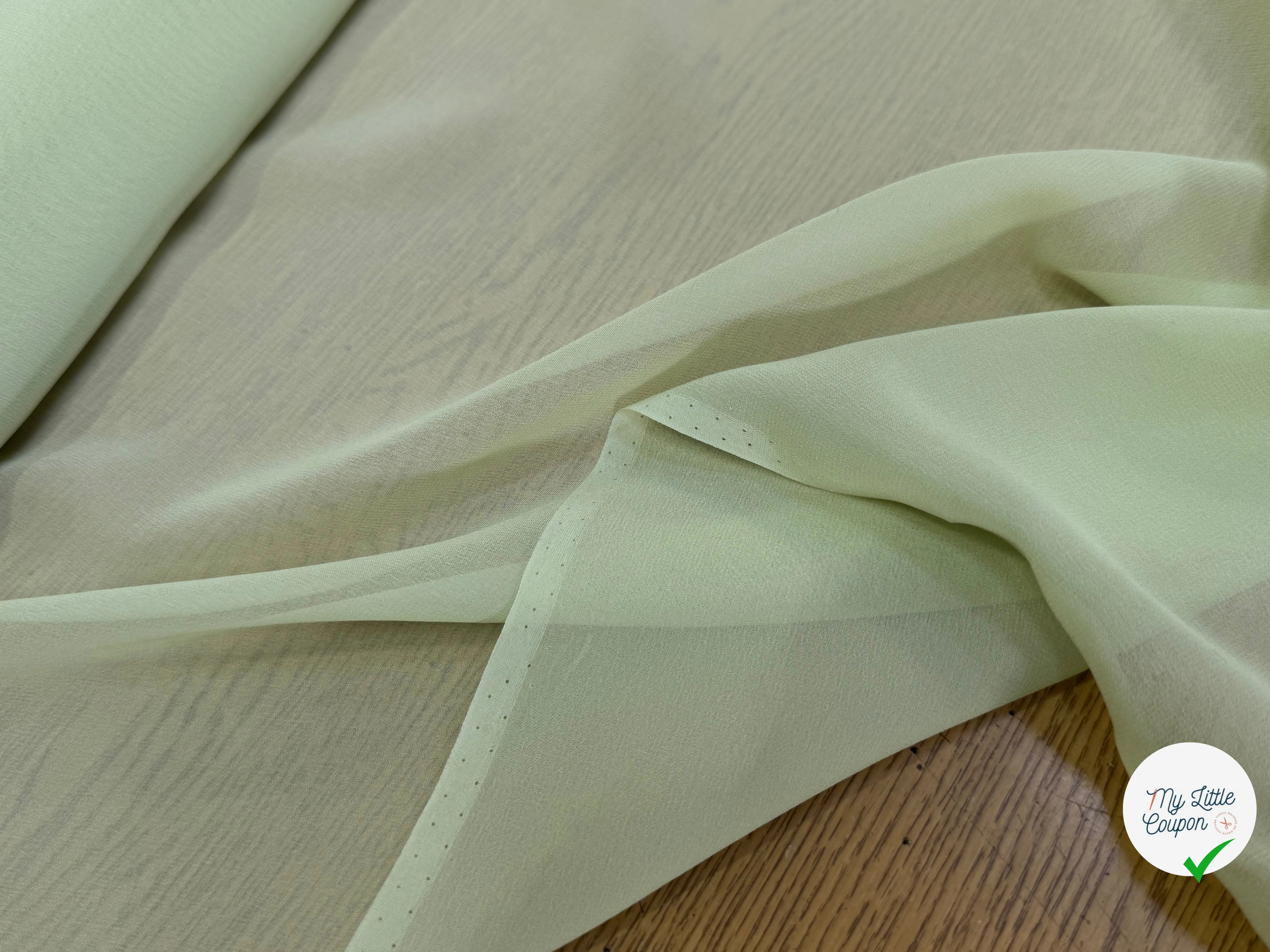 CREPE DE SOIE FLUIDE 140 DE LAIZE 100% SOIE LIGHT GREEN - My Little Coupon