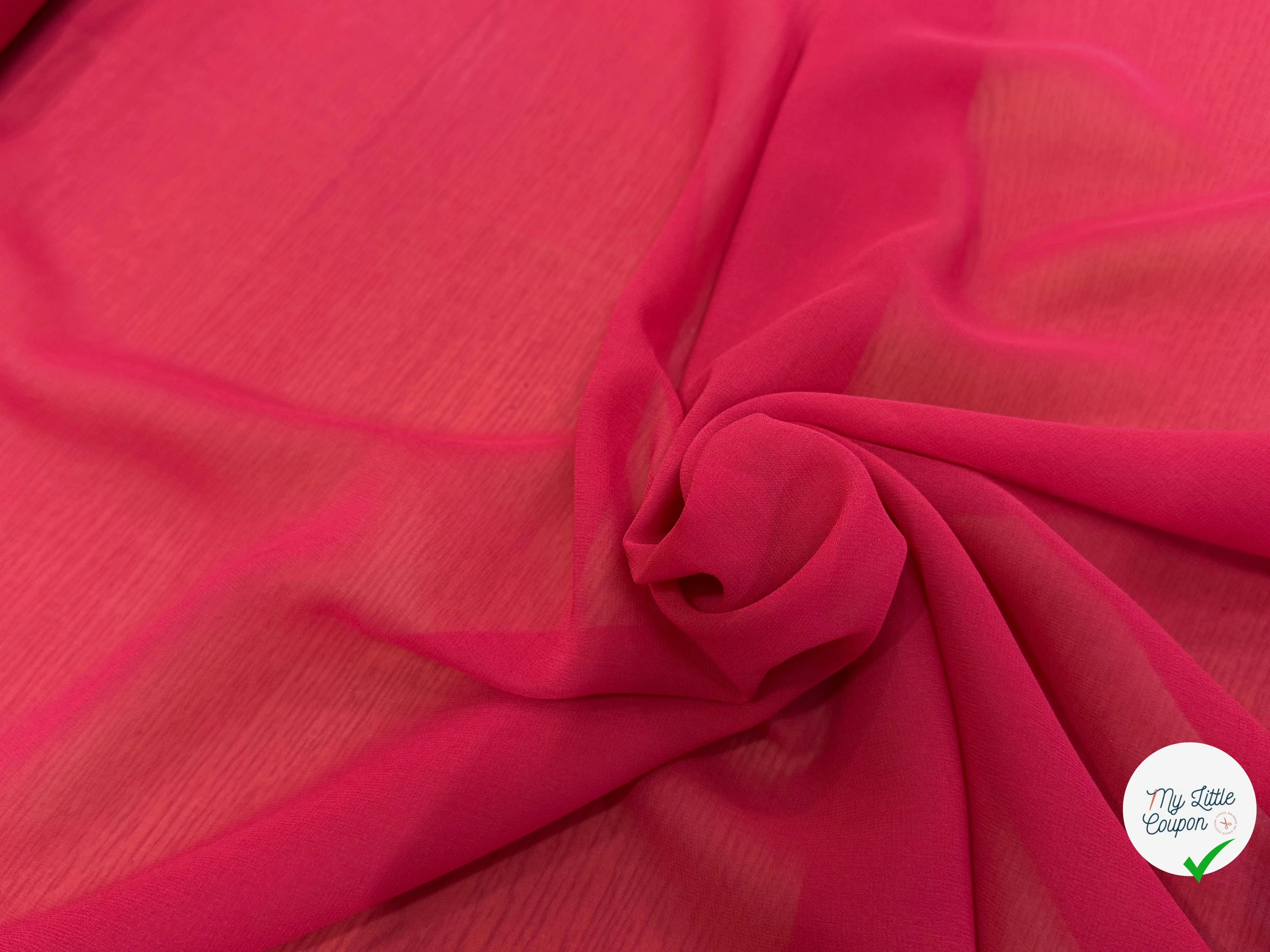 CREPE DE SOIE FLUIDE DOUBLE GEORGETTE ROSE BONBON - My Little Coupon