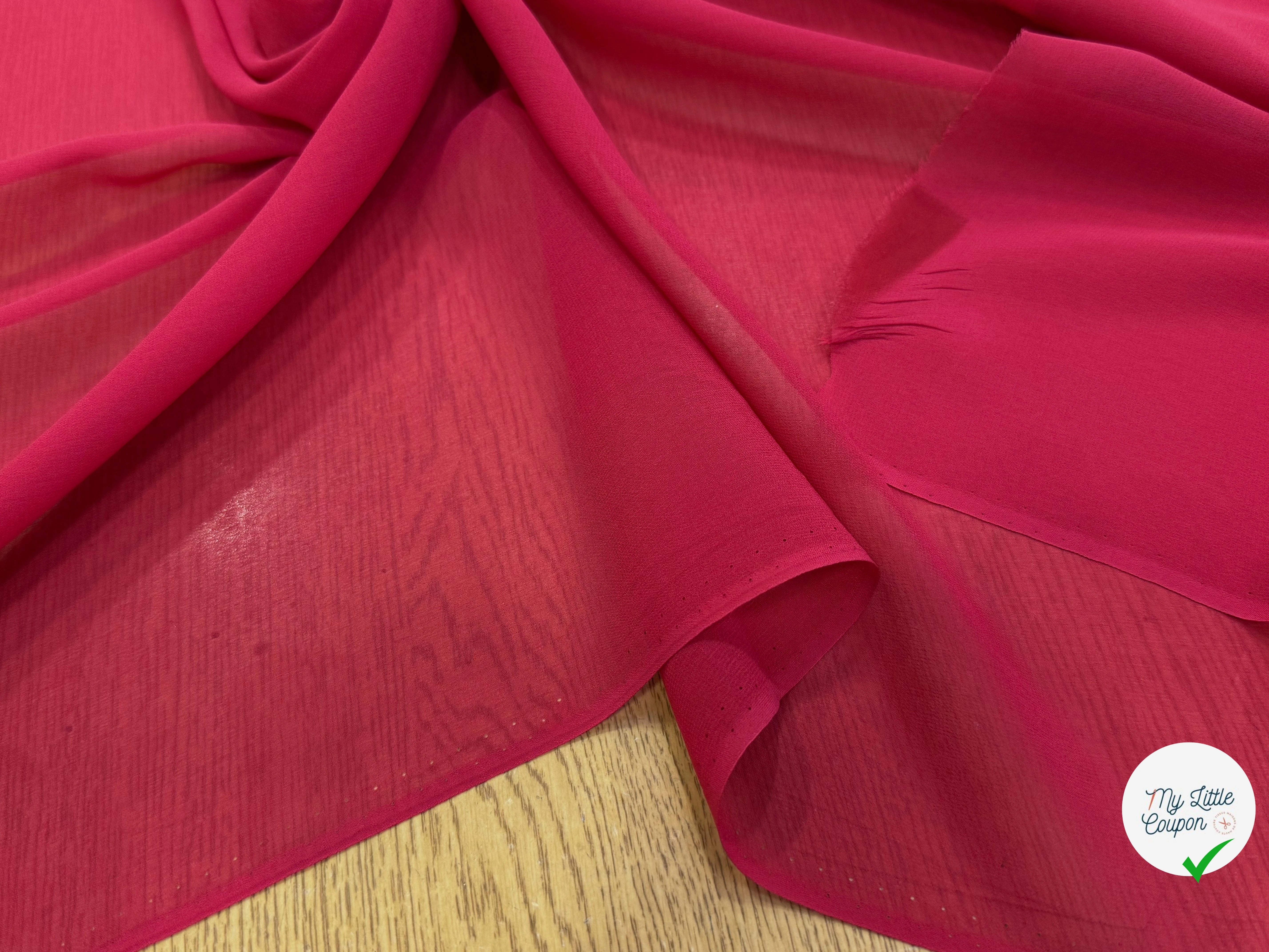 CREPE DE SOIE FLUIDE DOUBLE GEORGETTE ROSE BONBON - My Little Coupon
