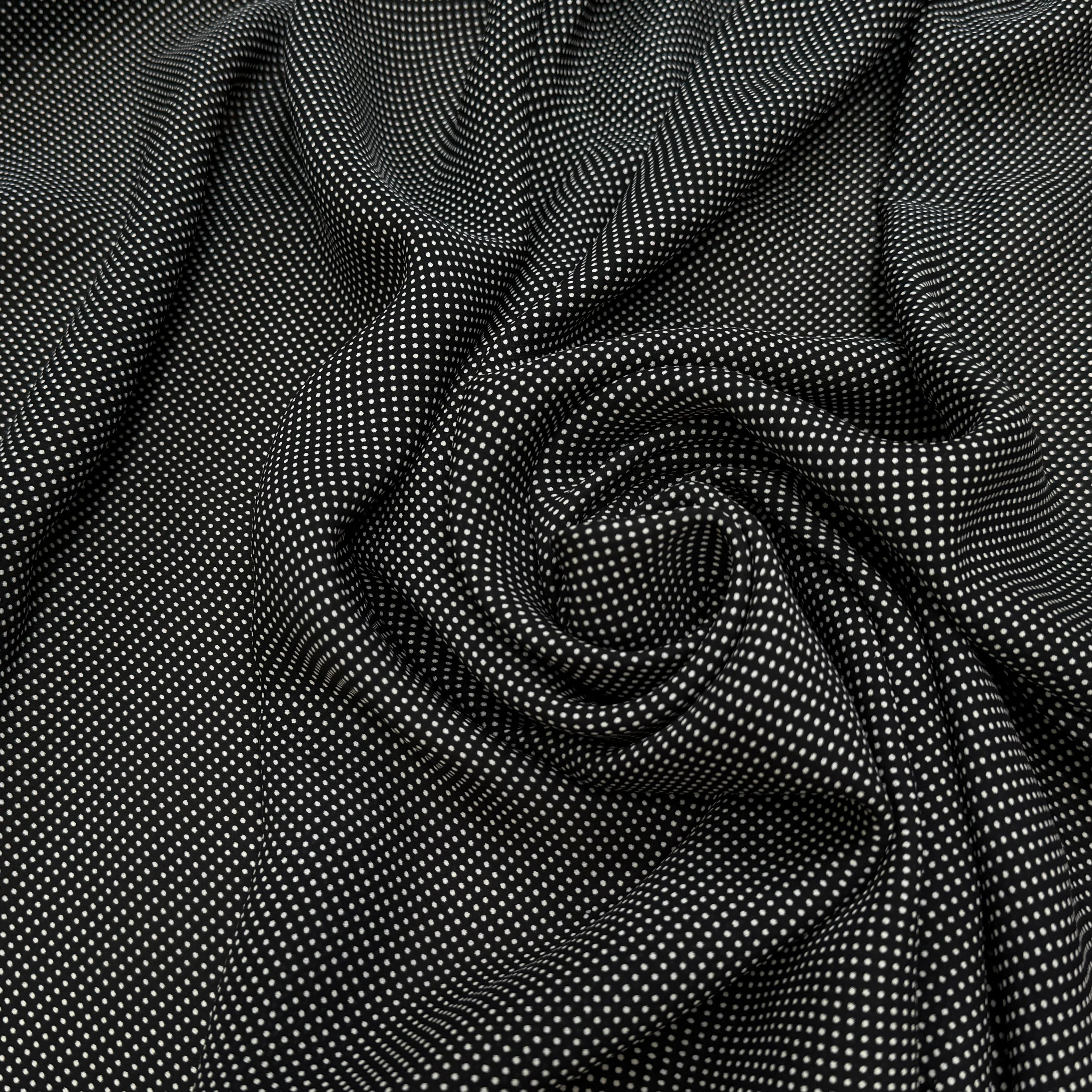 CREPE DE SOIE FOND NOIR À POIS PANNEAU DE 1 METRE - My Little Coupon