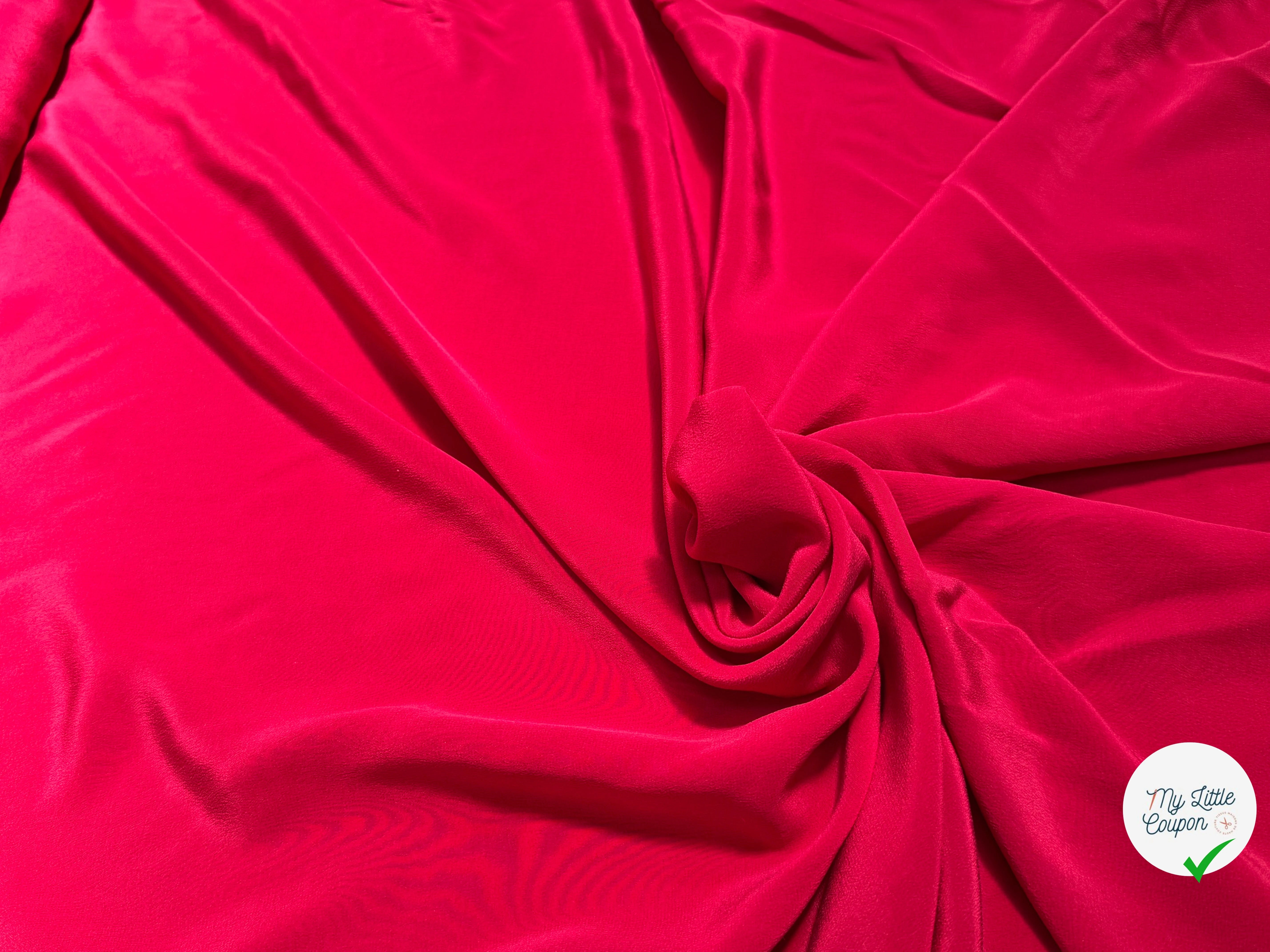 CREPE DE SOIE LÉGÈREMENT SATINÉ ROUGE/ROSE ASPECT PEACHSKIN - My Little Coupon