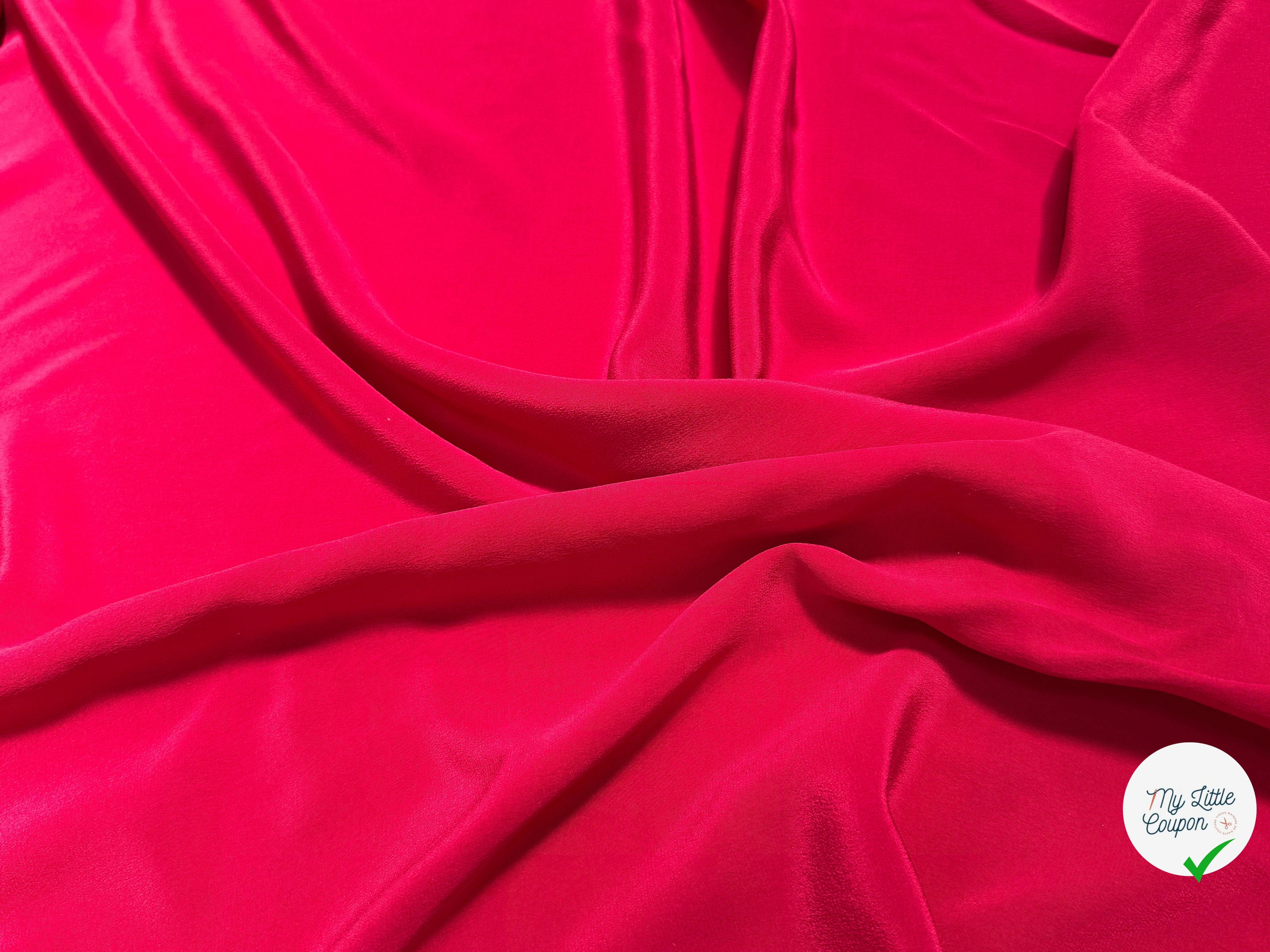 CREPE DE SOIE LÉGÈREMENT SATINÉ ROUGE/ROSE ASPECT PEACHSKIN - My Little Coupon