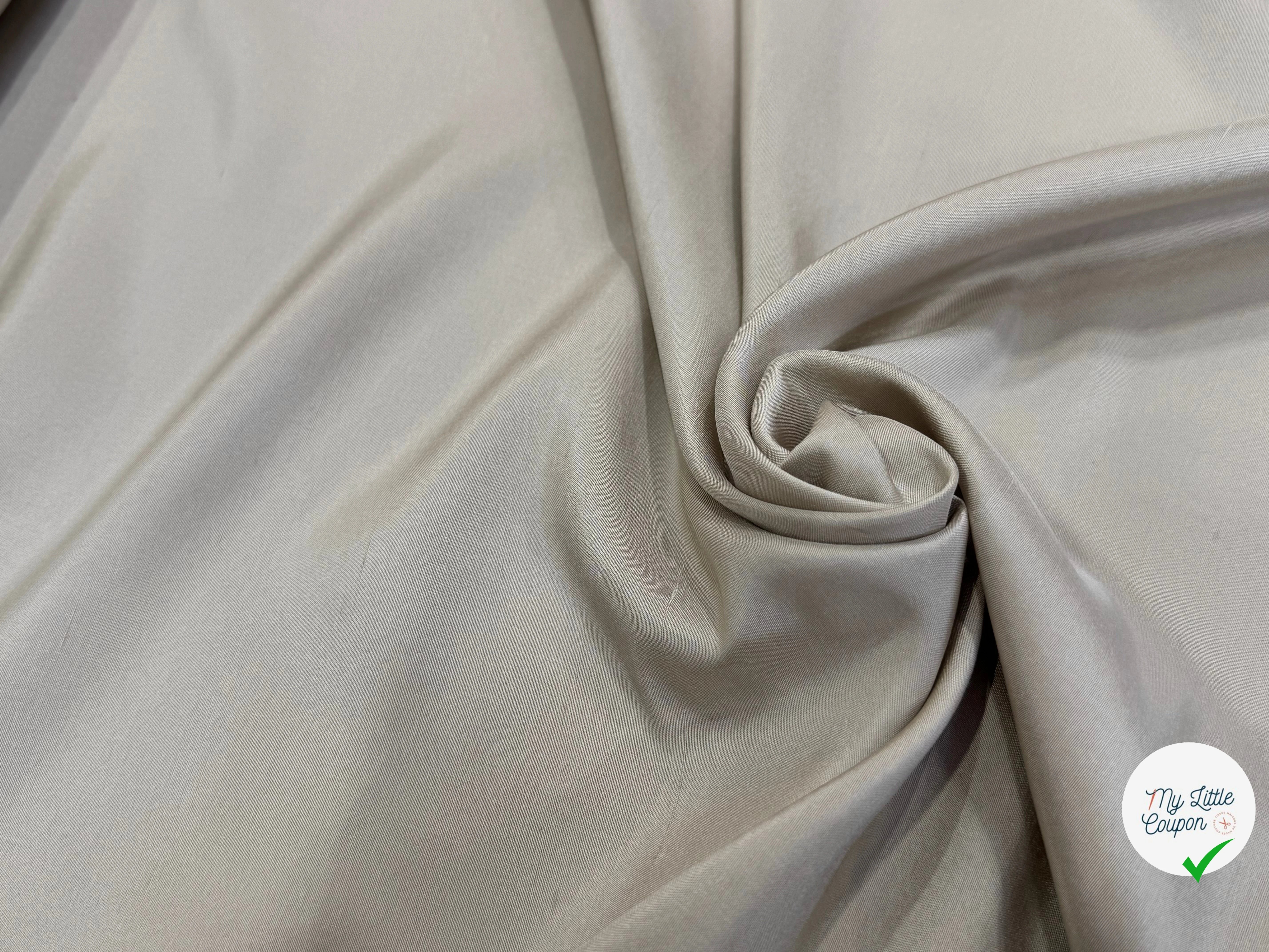 CREPE DE SOIE LÉGÈREMENT SATINÉ TEXTURÉ SHANTUNG BEIGE SABLE QUALITÉ COUTURE - My Little Coupon
