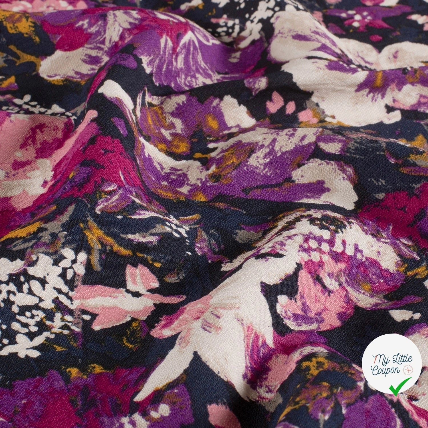 Crêpe de viscose fleurs magenta