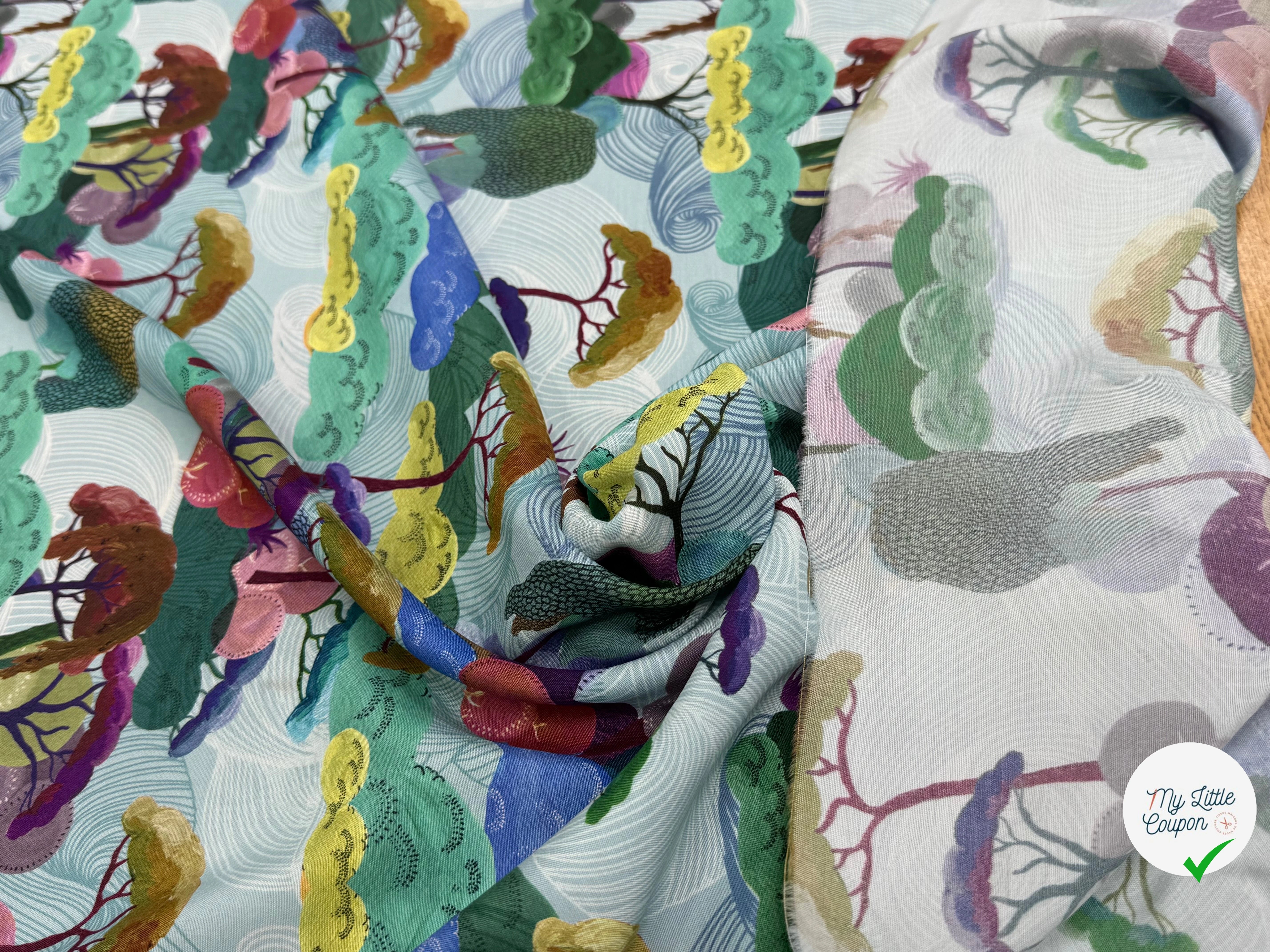 CREPE DE VISCOSE IMPRIMÉ GRAPHIQUE MULTICOLORE FANTASY JAPON - My Little Coupon