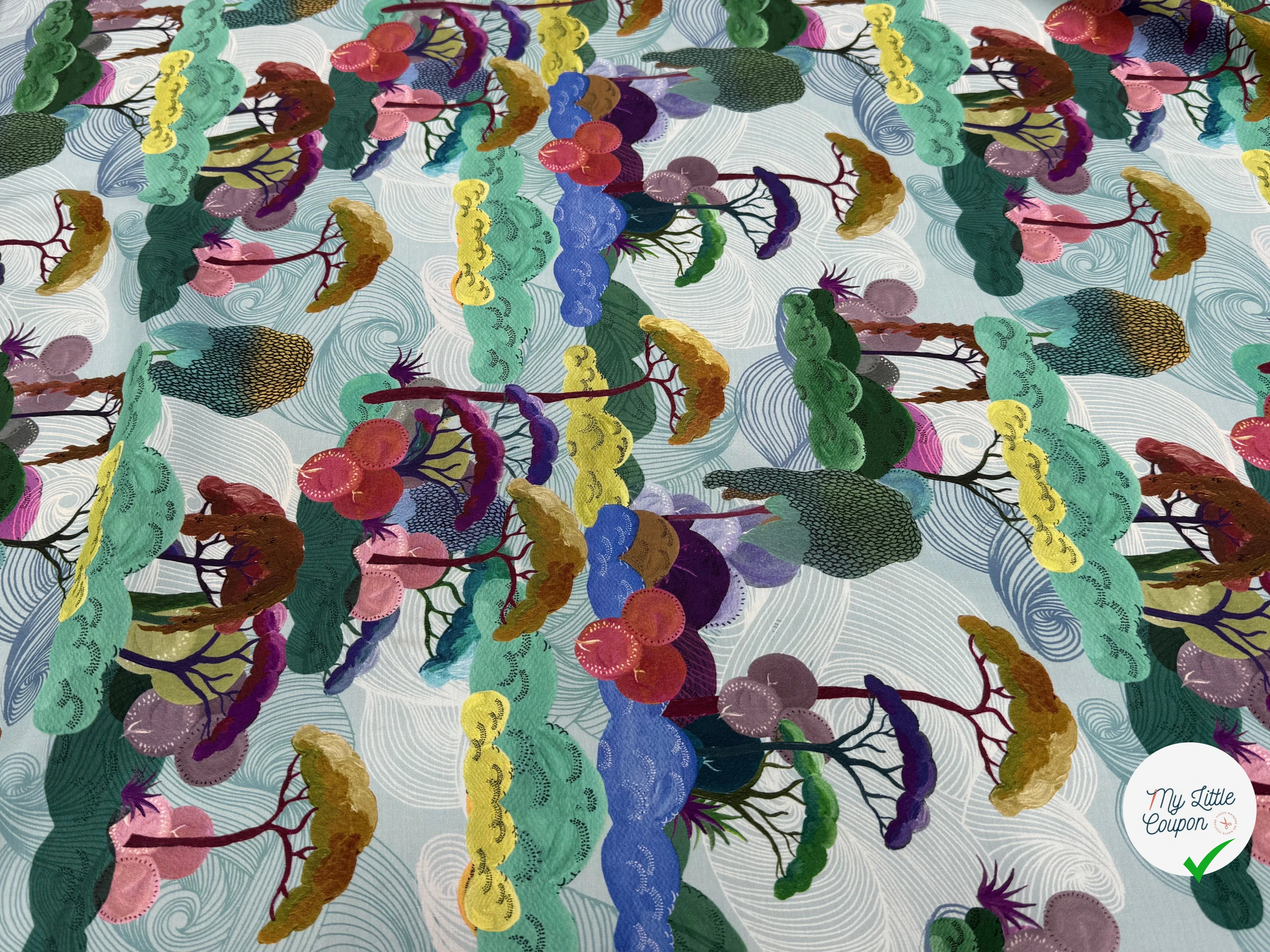 CREPE DE VISCOSE IMPRIMÉ GRAPHIQUE MULTICOLORE FANTASY JAPON - My Little Coupon