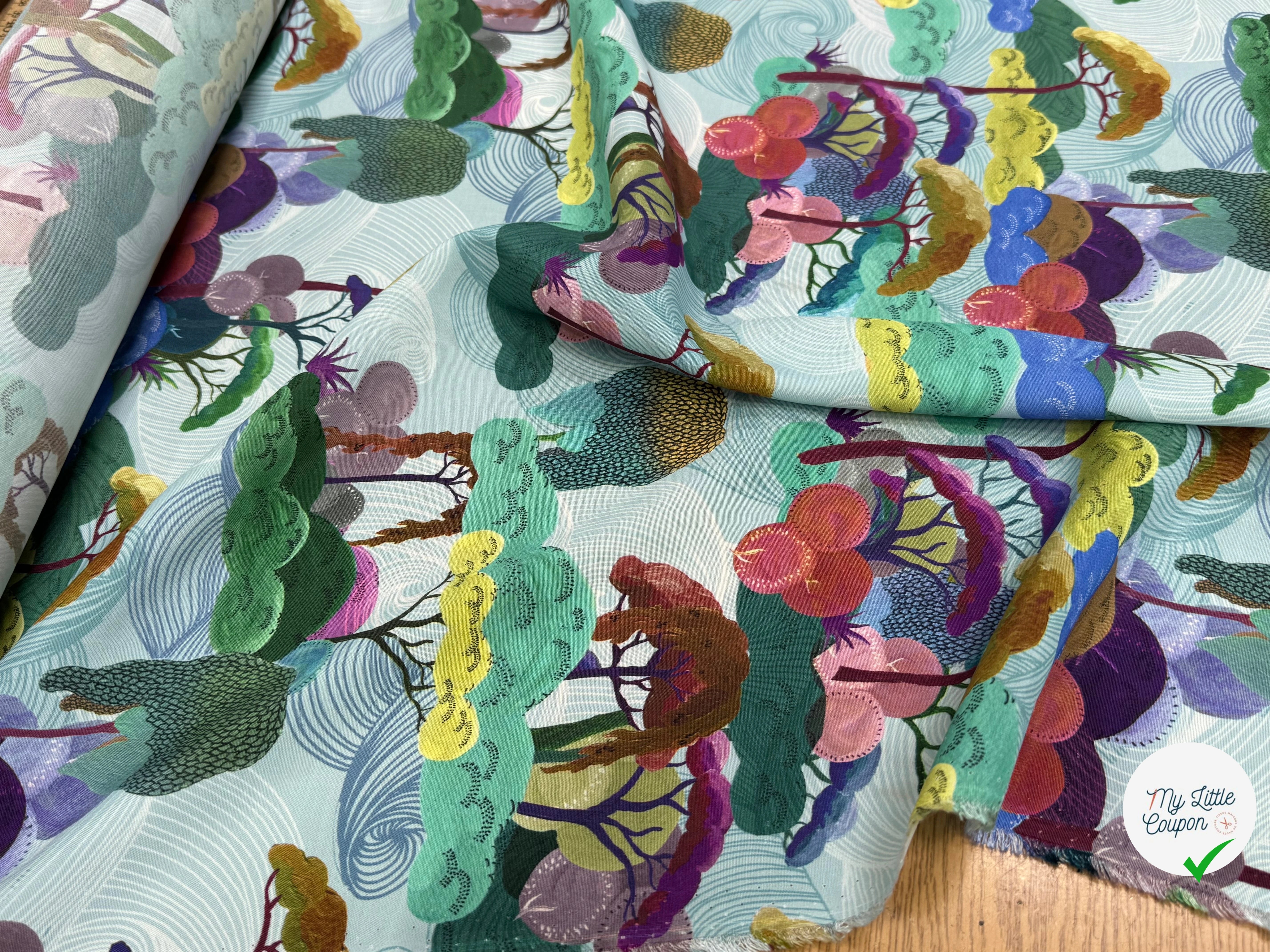 CREPE DE VISCOSE IMPRIMÉ GRAPHIQUE MULTICOLORE FANTASY JAPON - My Little Coupon