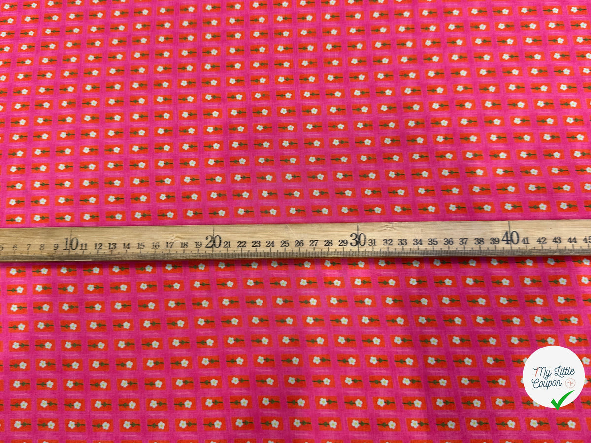CRÊPE DE VISCOSE IMPRIMÉ SEMIS DE FLEURS ROSE - My Little Coupon