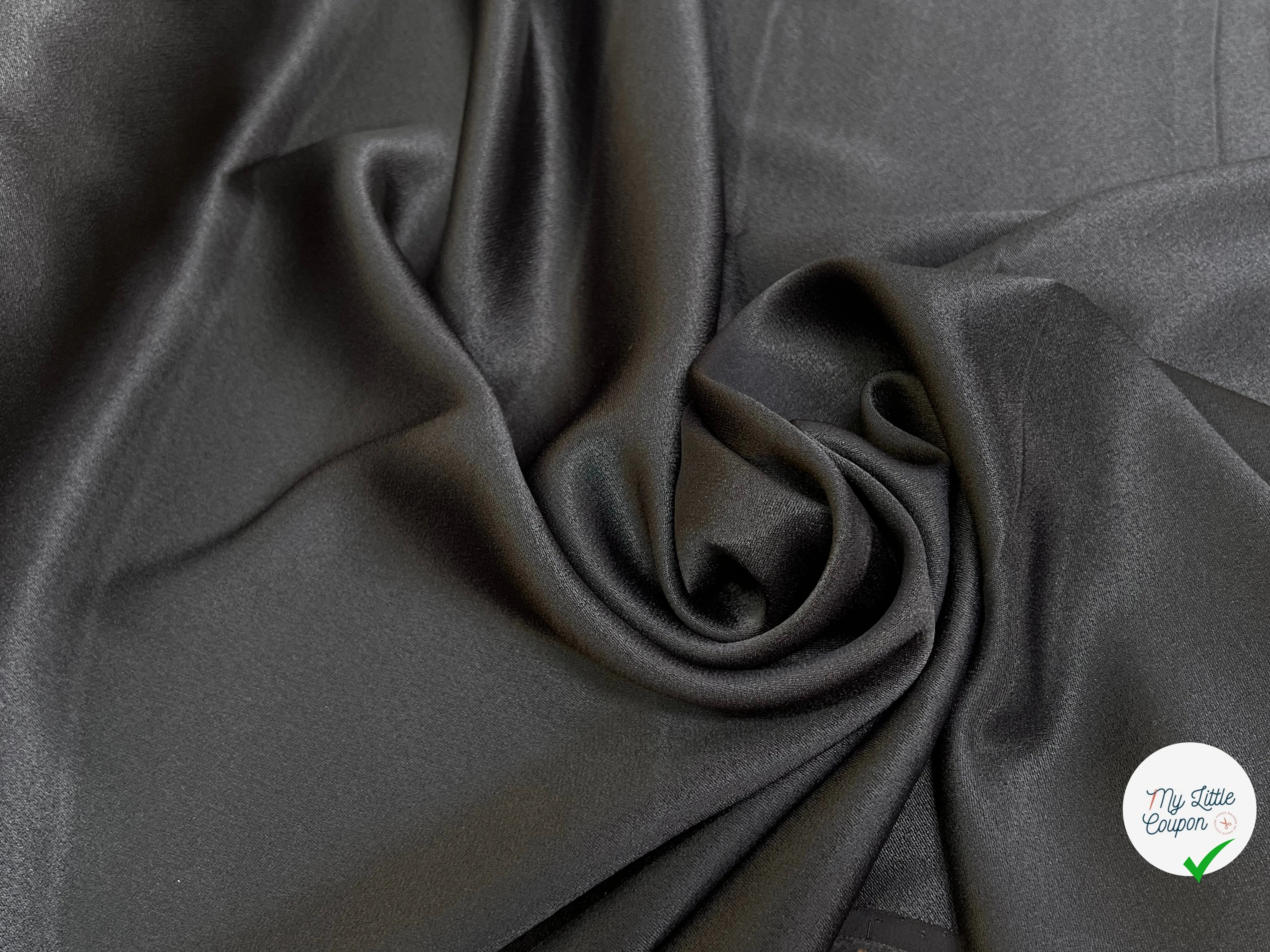 CREPE ENVERS SATIN 100% VISCOSE NOIR TOMBÉ FLUIDE - My Little Coupon