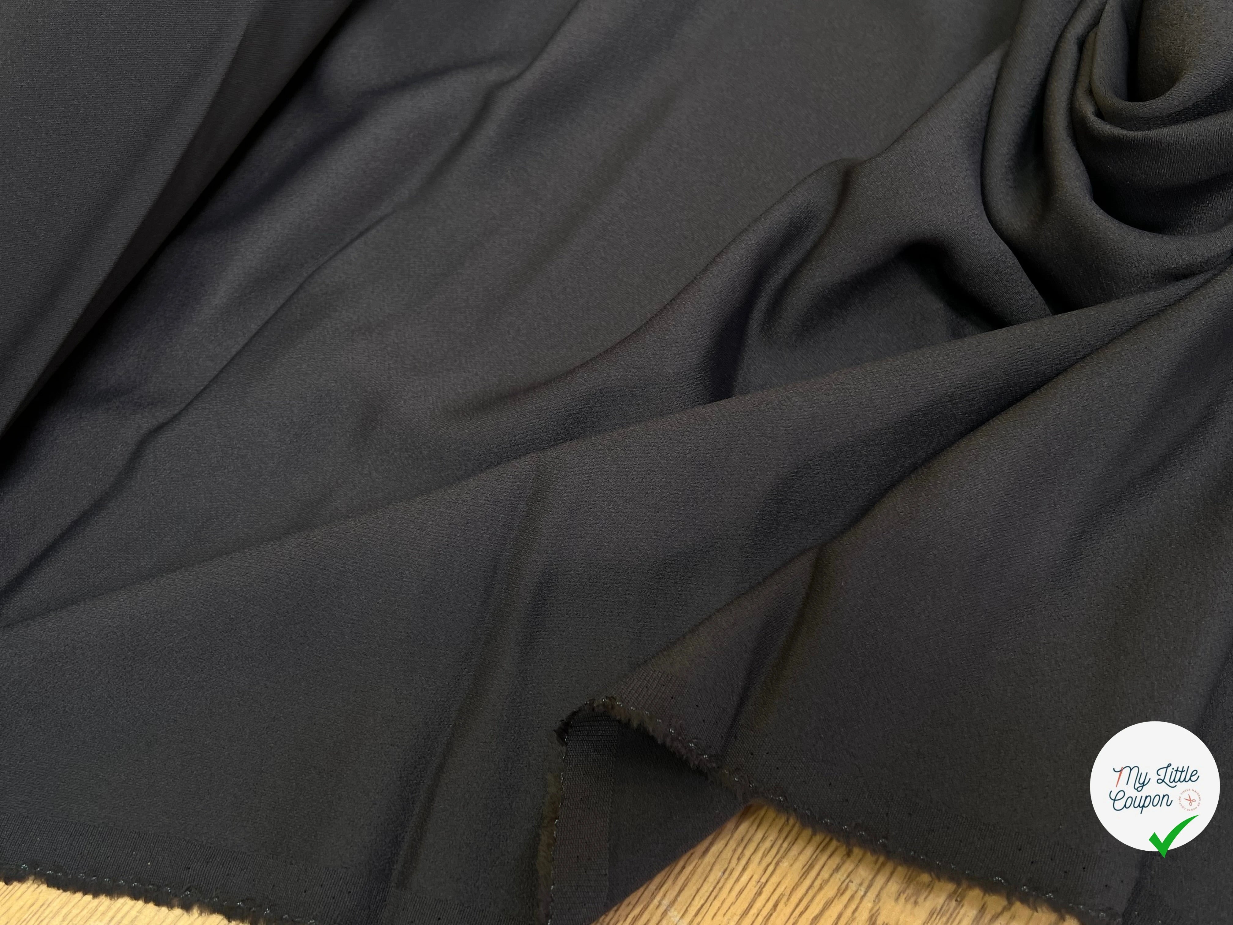 CREPE ENVERS SATIN ACETATE VISCOSE BLACK COFFEE PRESQUE MAT TOMBÉ SUBLIME - My Little Coupon