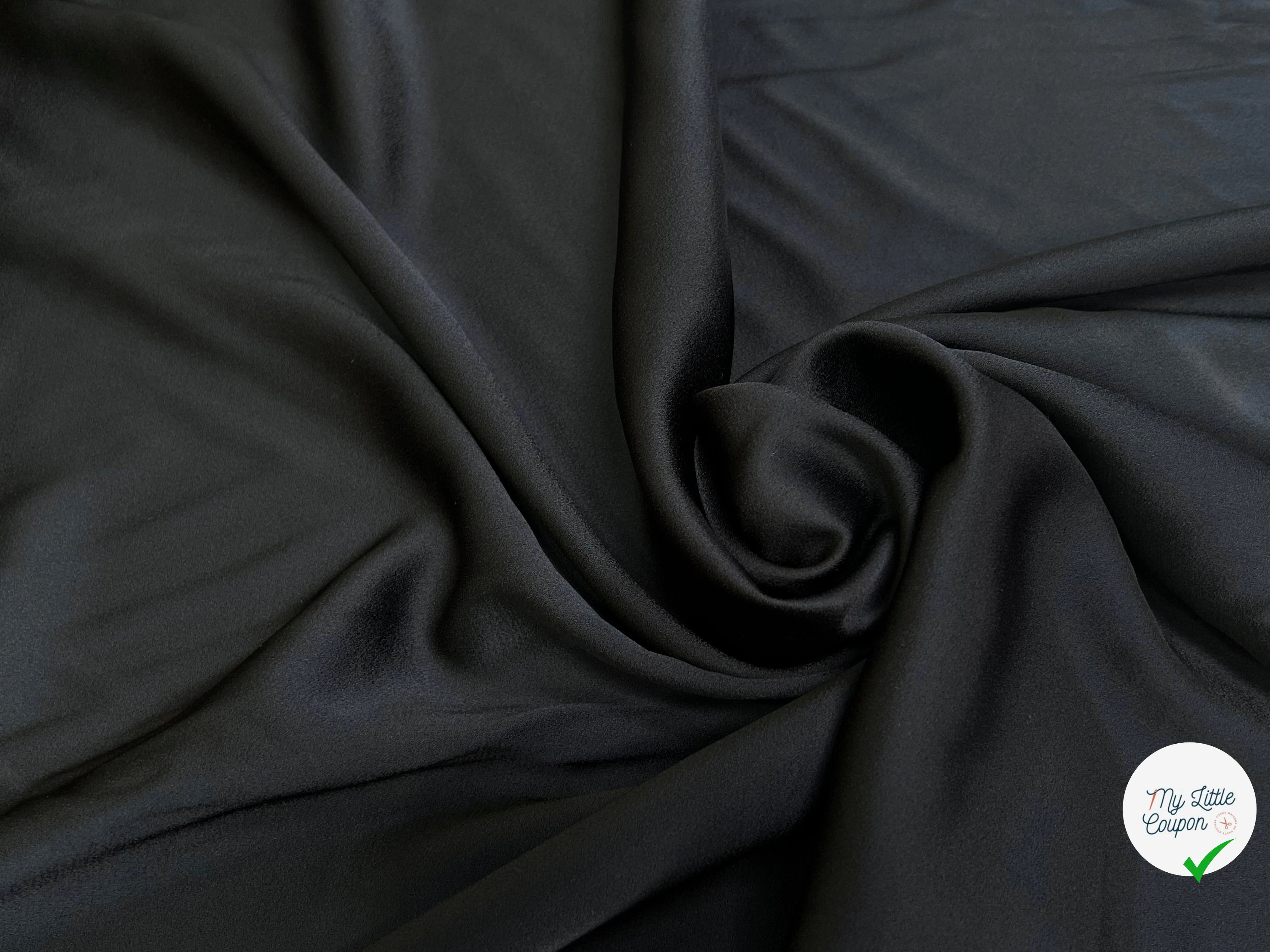 CREPE ENVERS SATIN ACETATE VISCOSE TOMBÉ CHIC NOIR 27% VISCOSE - My Little Coupon