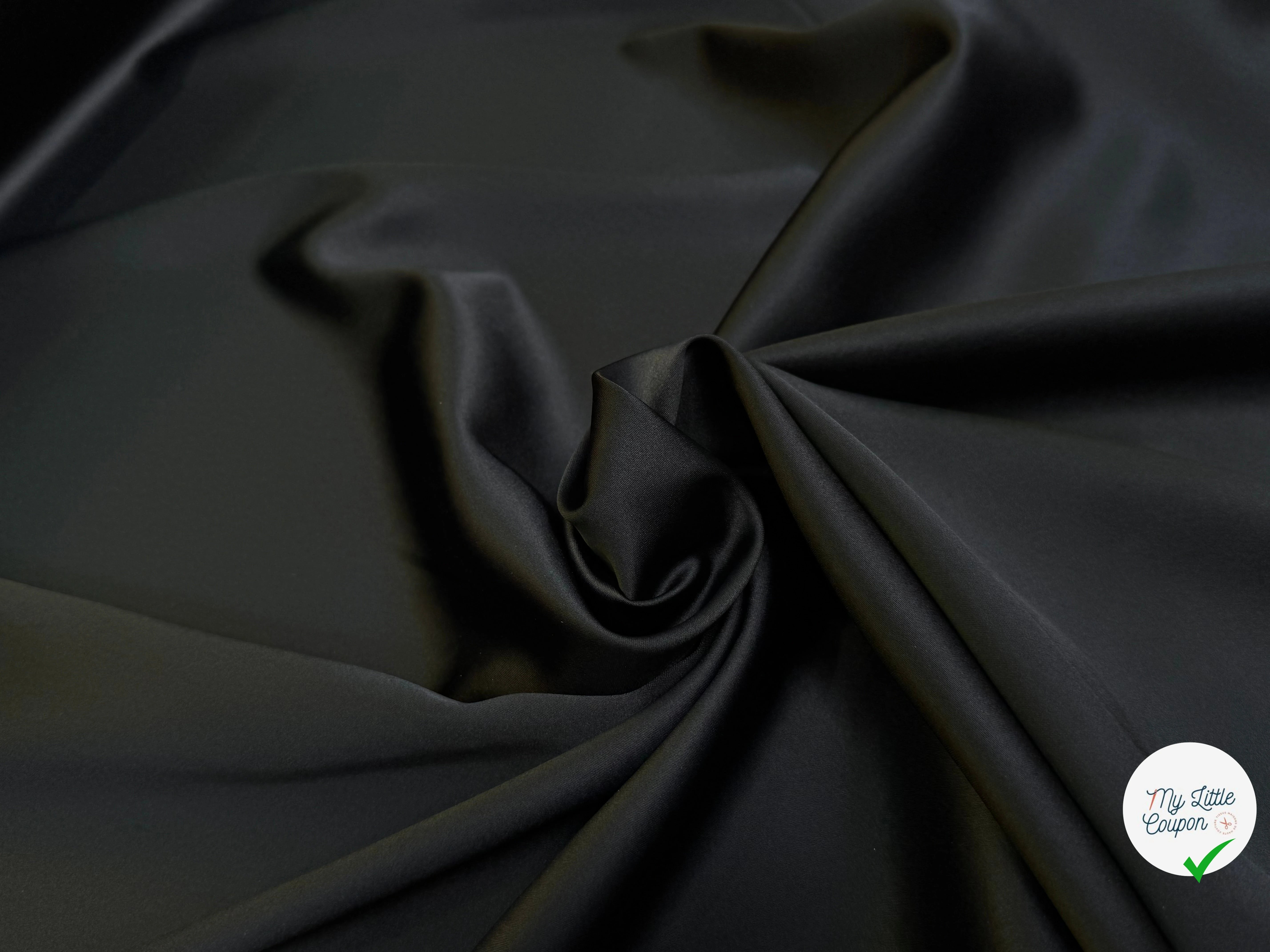 CREPE ENVERS SATIN ACETATE VISCOSE TRÈS BEAU TOMBÉ NOIR COUTURE - My Little Coupon