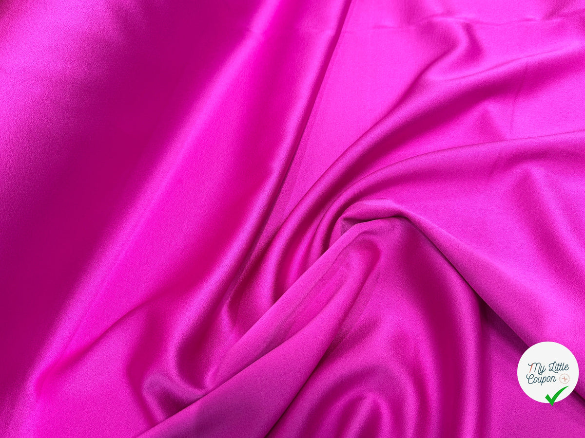 CREPE ENVERS SATIN LOURD ACETATE VISCOSE ROSE FUSHIA ULTRA BEAU - My Little Coupon