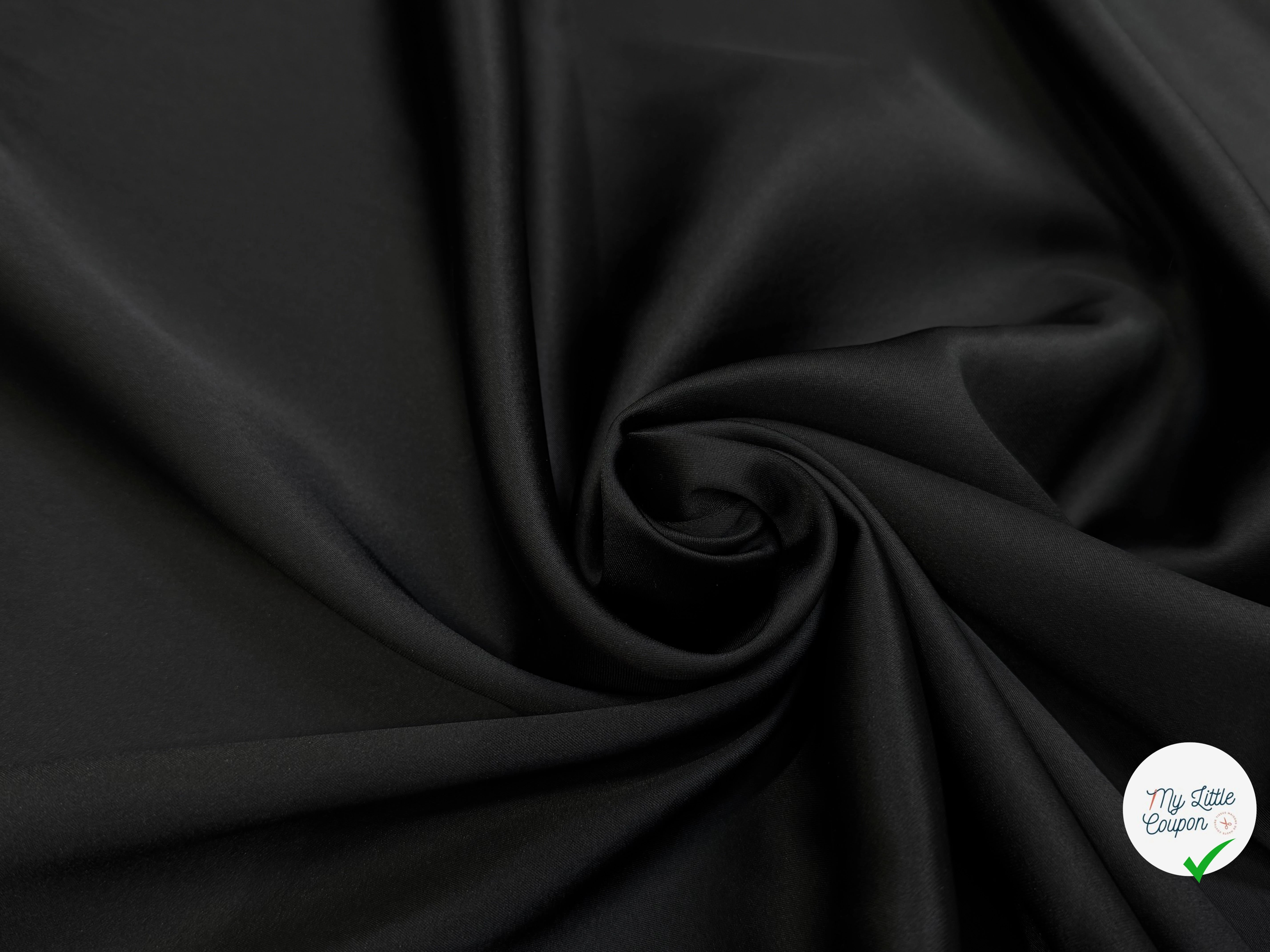 CREPE ENVERS SATIN LOURD FROIDE ACETATE VISCOSE NOIR STRETCH - My Little Coupon