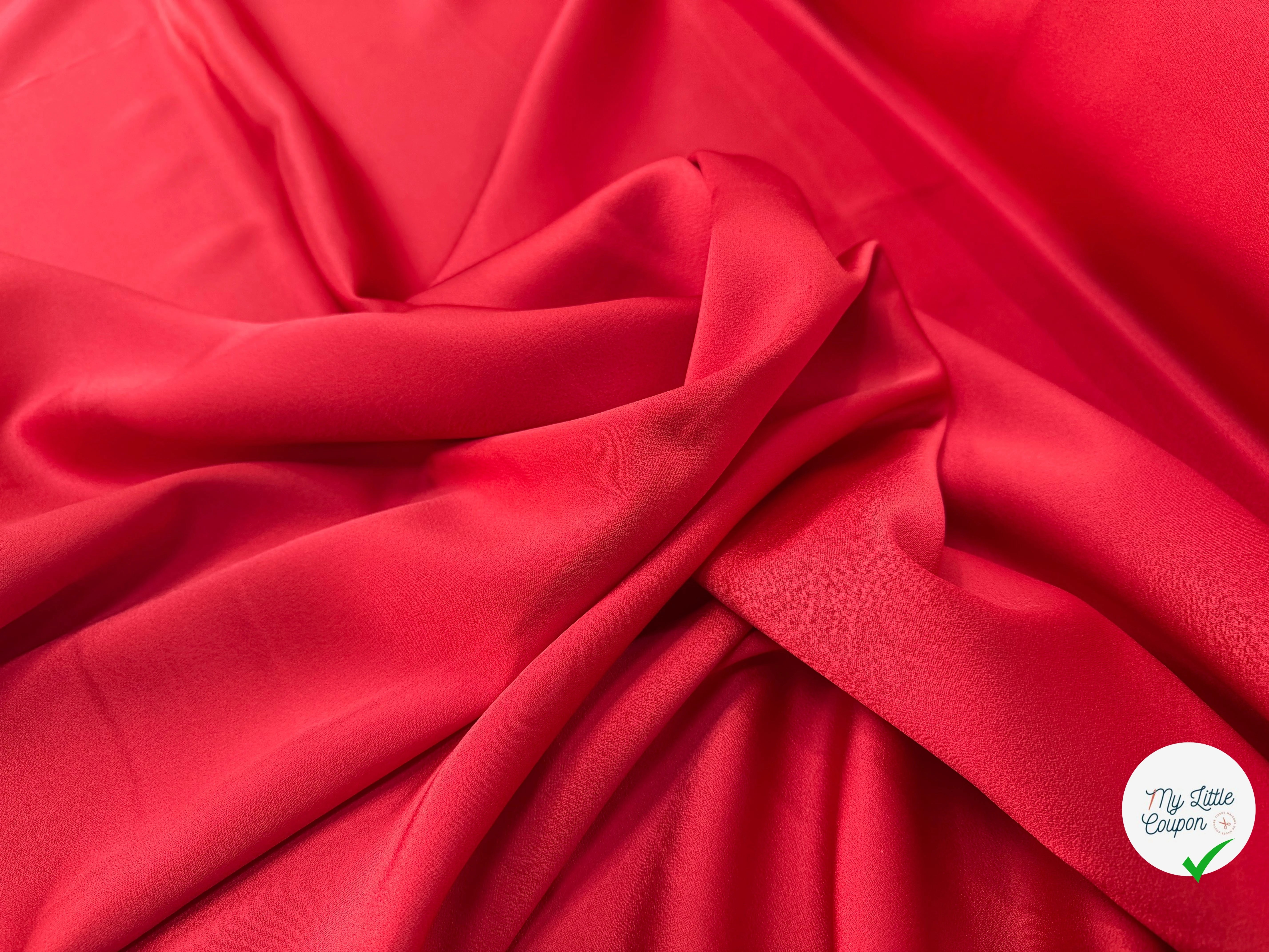 CREPE ENVERS SATIN MAT ROUGE ORANGE QUALITÉ HAUTE COUTURE - My Little Coupon