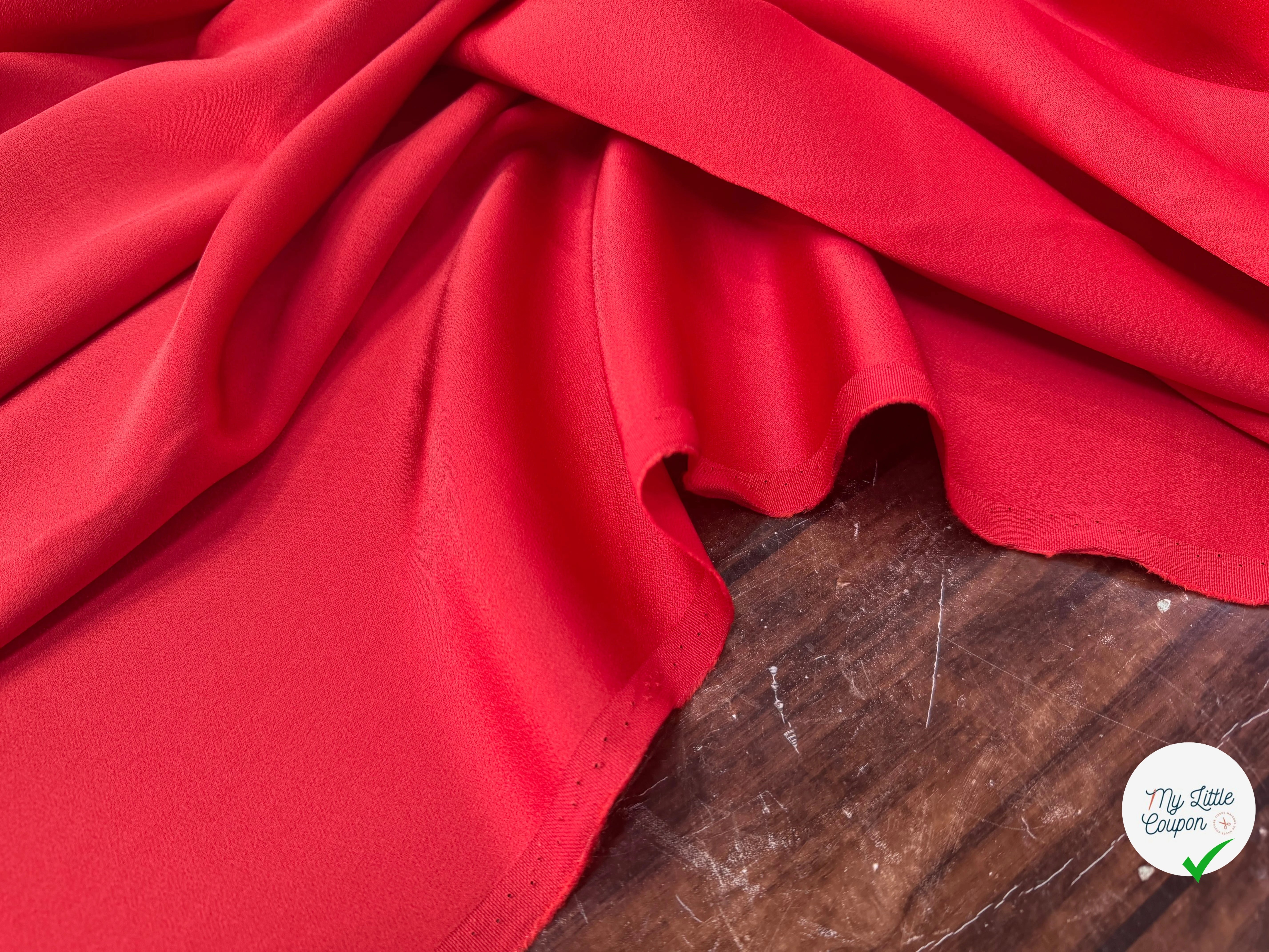 CREPE ENVERS SATIN MAT ROUGE ORANGE QUALITÉ HAUTE COUTURE - My Little Coupon