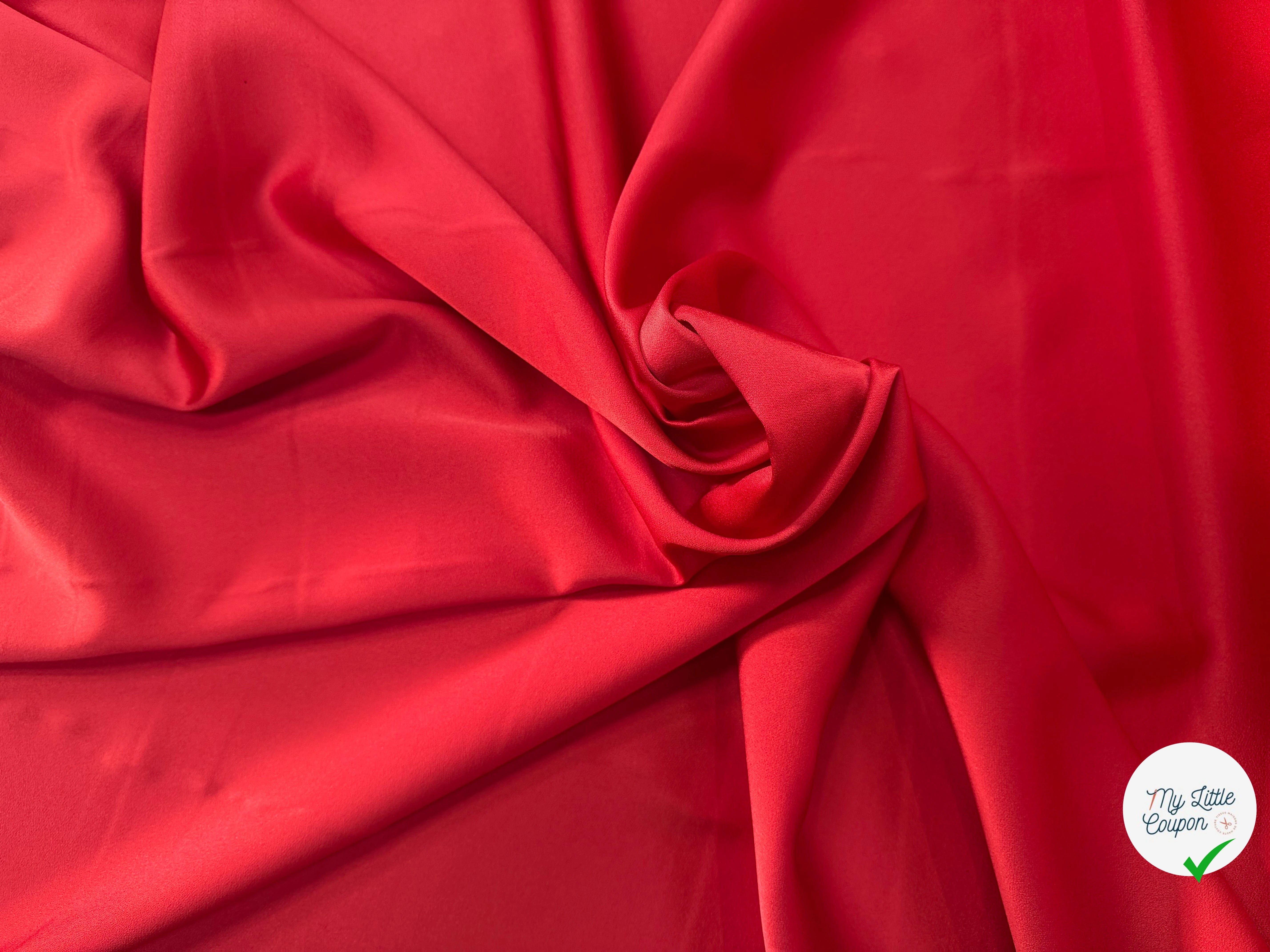 CREPE ENVERS SATIN MAT ROUGE ORANGE QUALITÉ HAUTE COUTURE - My Little Coupon