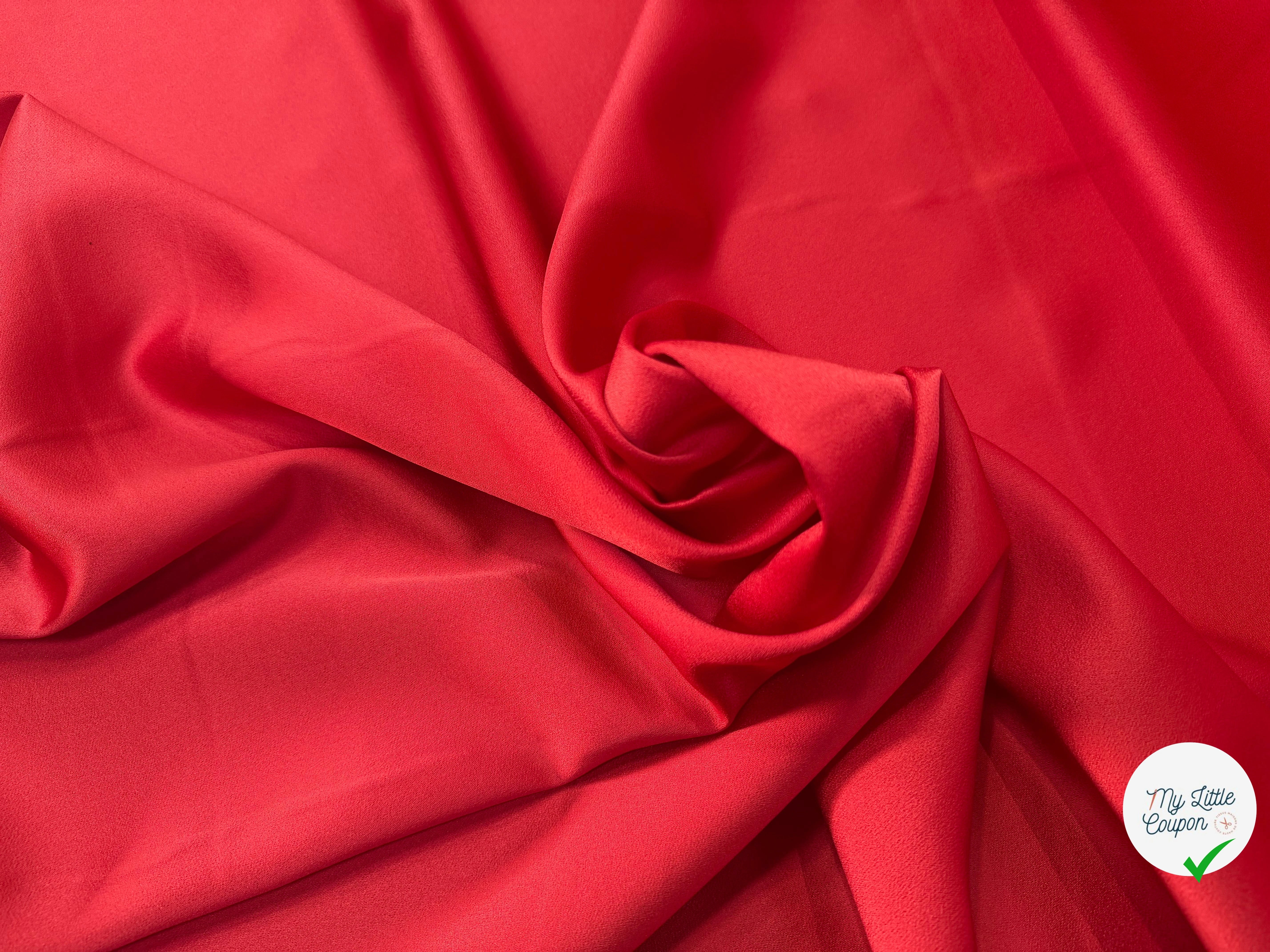 CREPE ENVERS SATIN MAT ROUGE ORANGE QUALITÉ HAUTE COUTURE - My Little Coupon