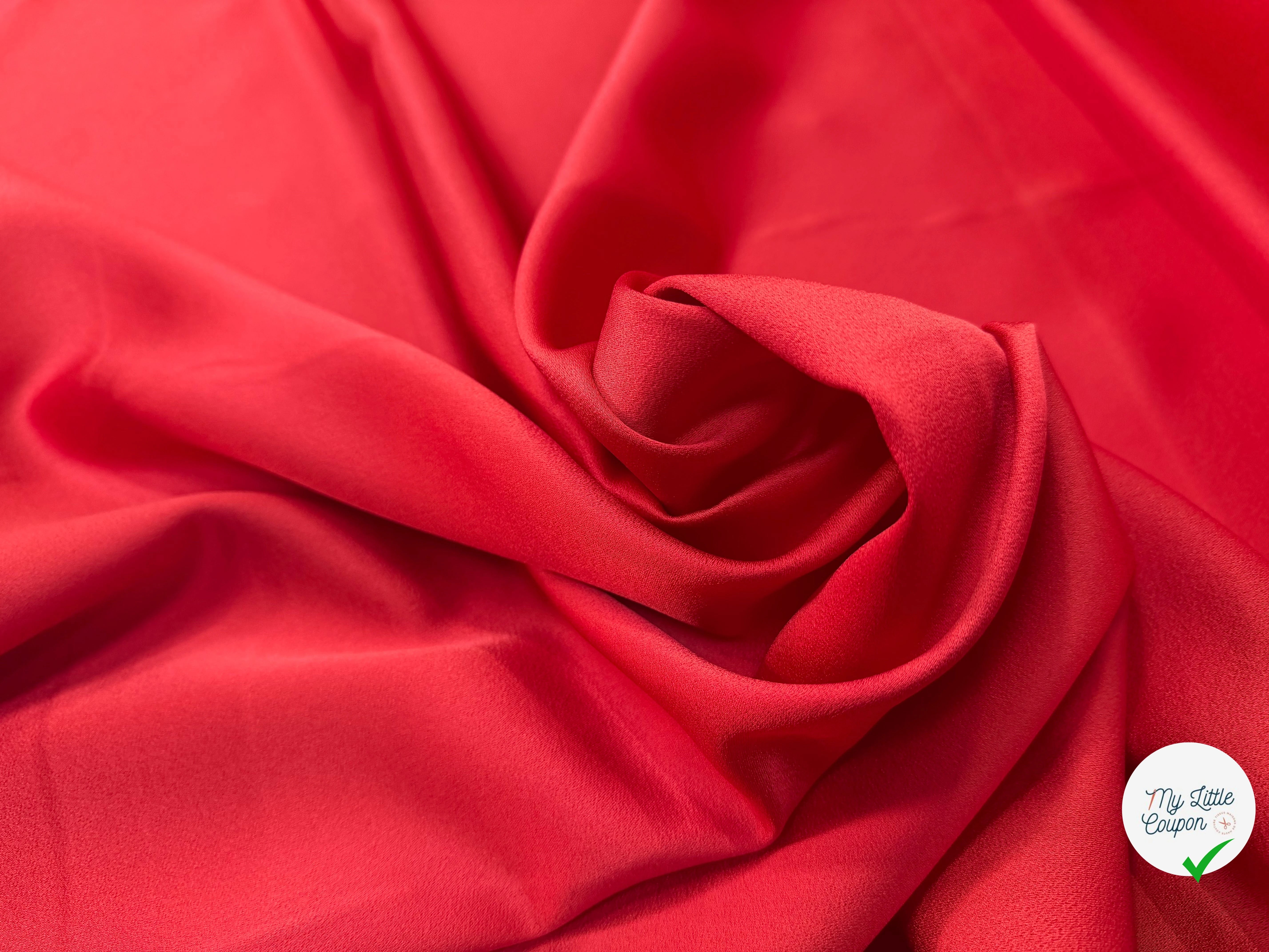 CREPE ENVERS SATIN MAT ROUGE ORANGE QUALITÉ HAUTE COUTURE - My Little Coupon