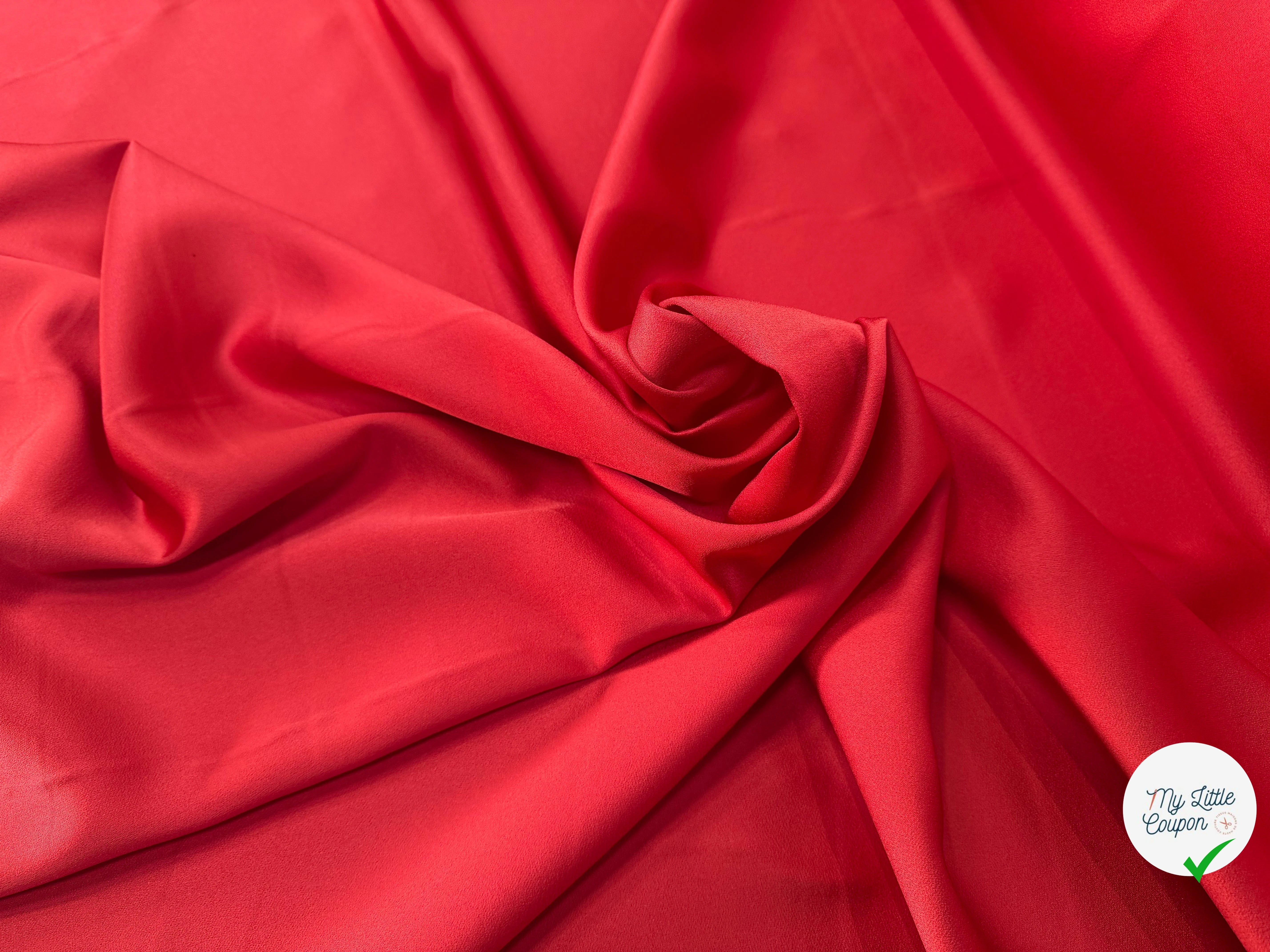 CREPE ENVERS SATIN MAT ROUGE ORANGE QUALITÉ HAUTE COUTURE - My Little Coupon
