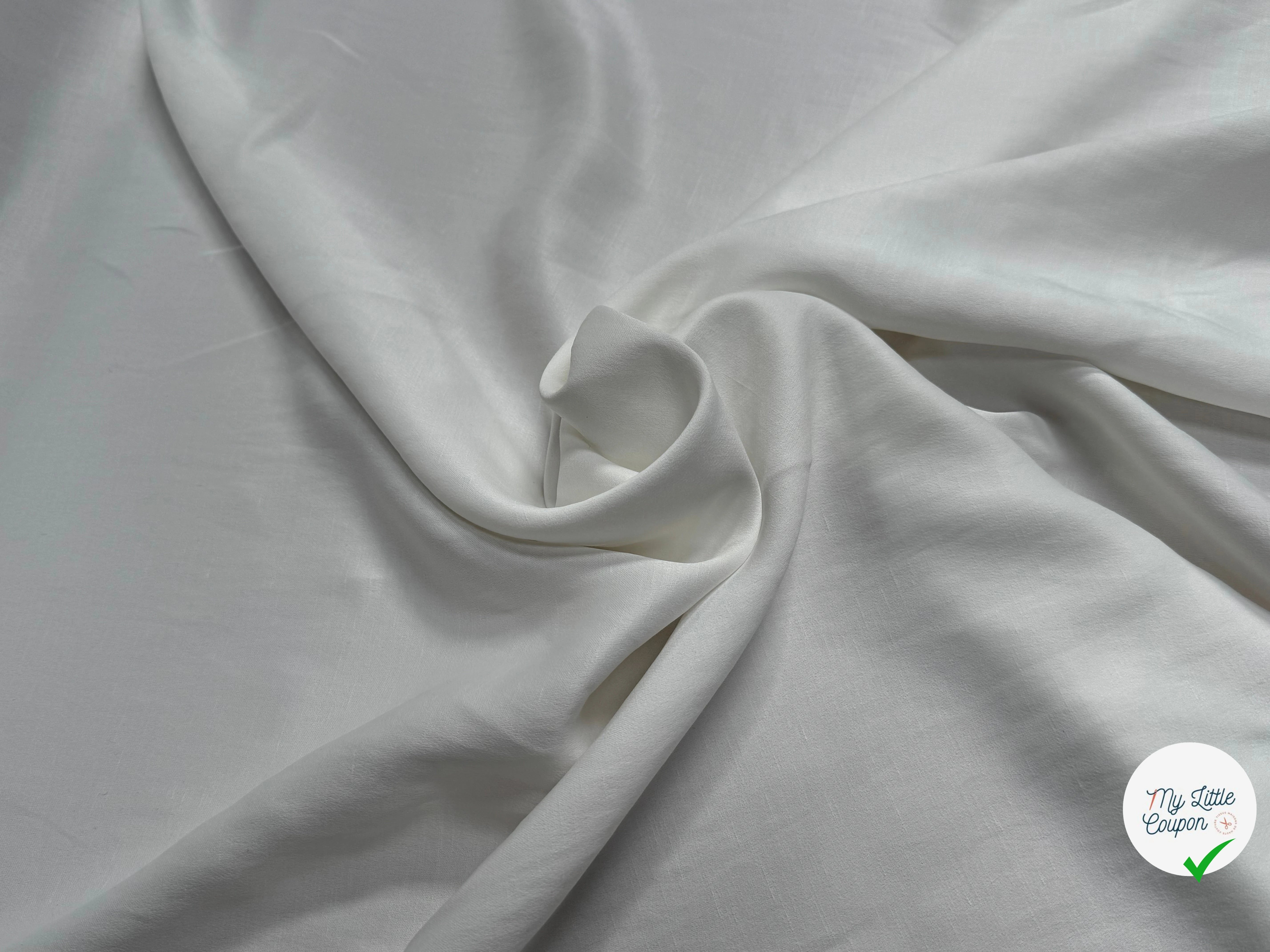 CREPE ENVERS SATIN TEXTURÉ SHANTUNG 100% VISCOSE BLANC BEAU TOMBÉ - My Little Coupon