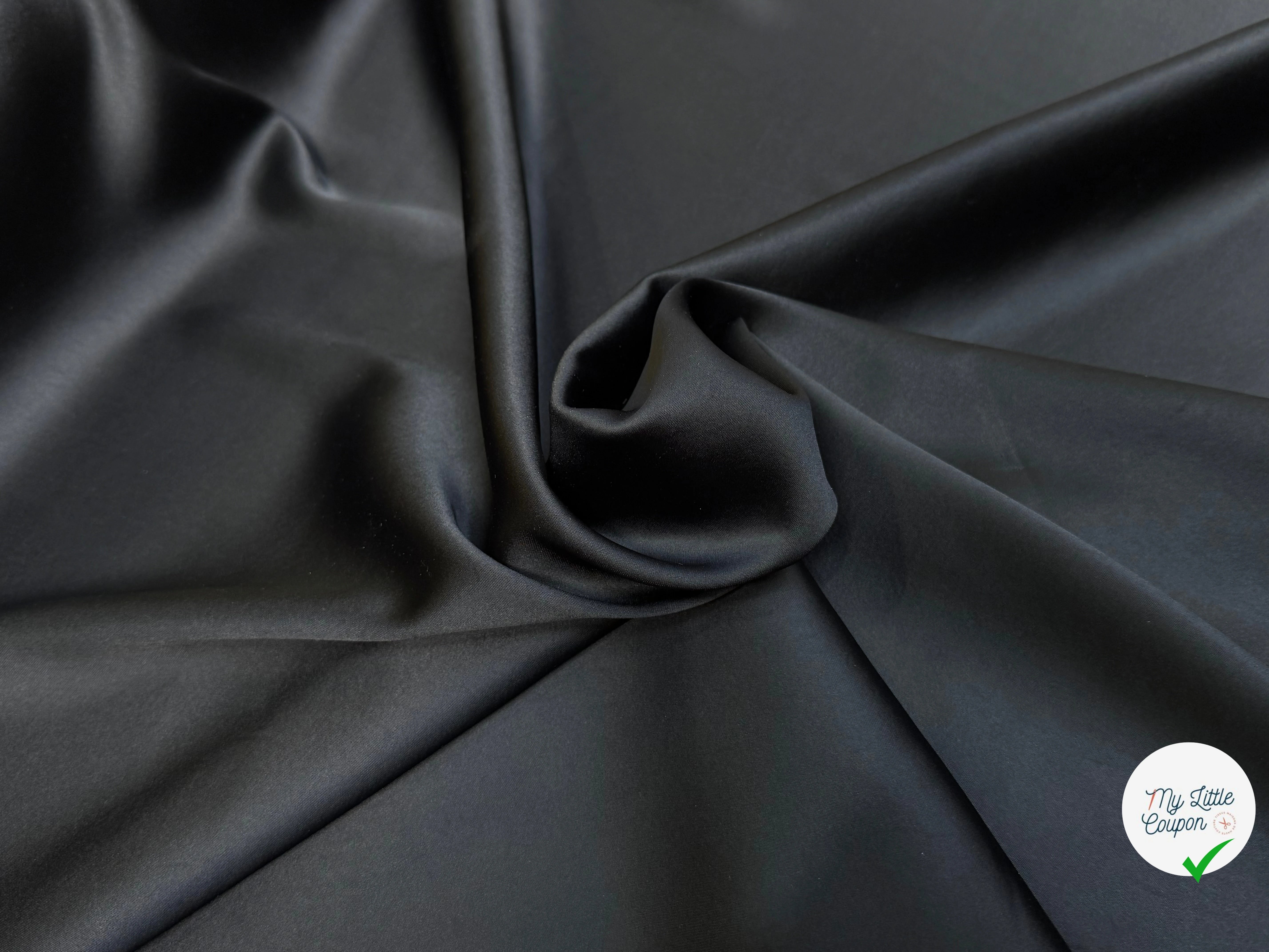 CREPE ENVERS SATIN VISCOSE ACETATE NOIR BEAU TOMBÉ STRETCH - My Little Coupon