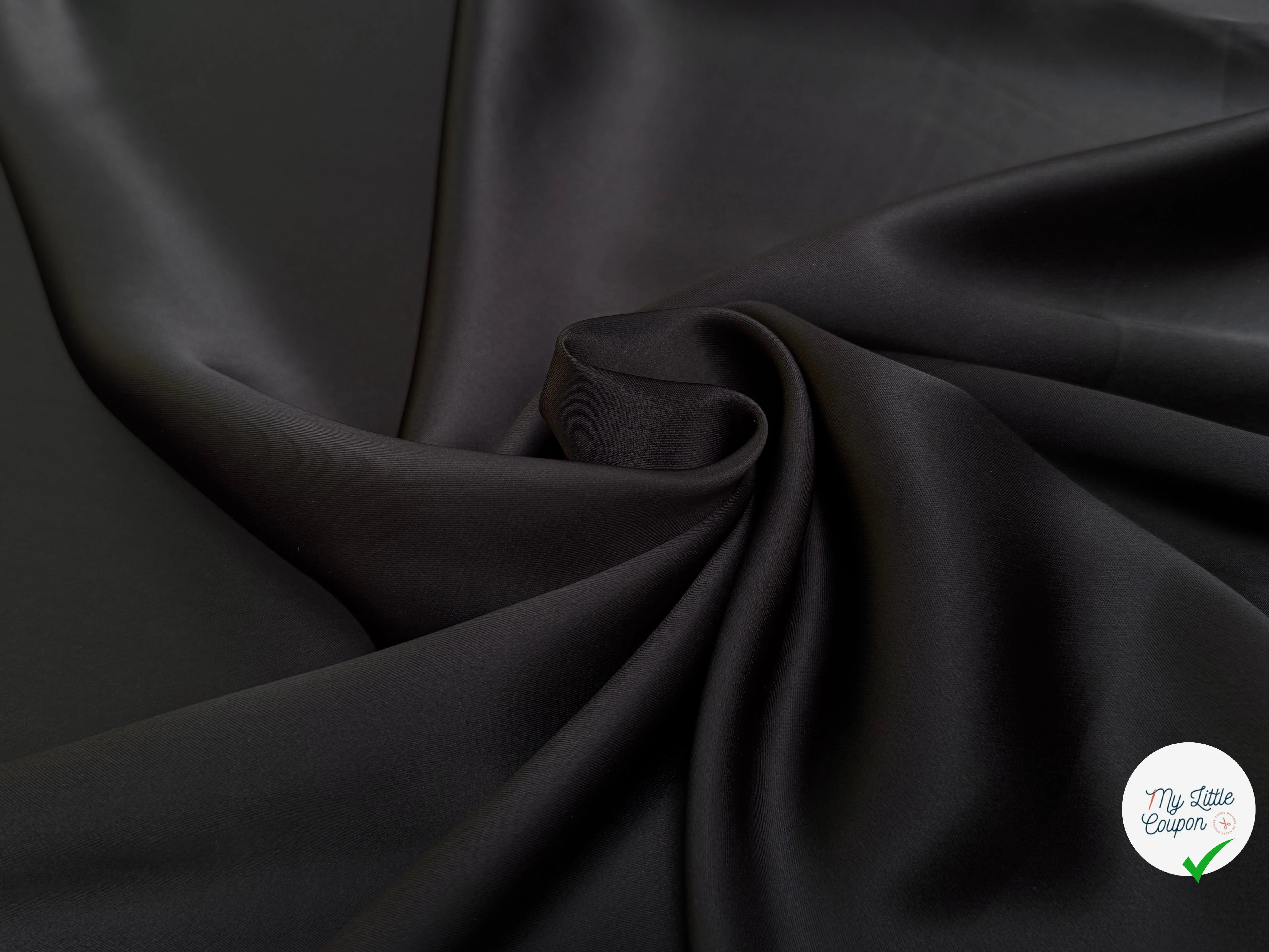 CREPE ENVERS SATIN VISCOSE BEAU TOMBÉ BROWN NOIR - My Little Coupon