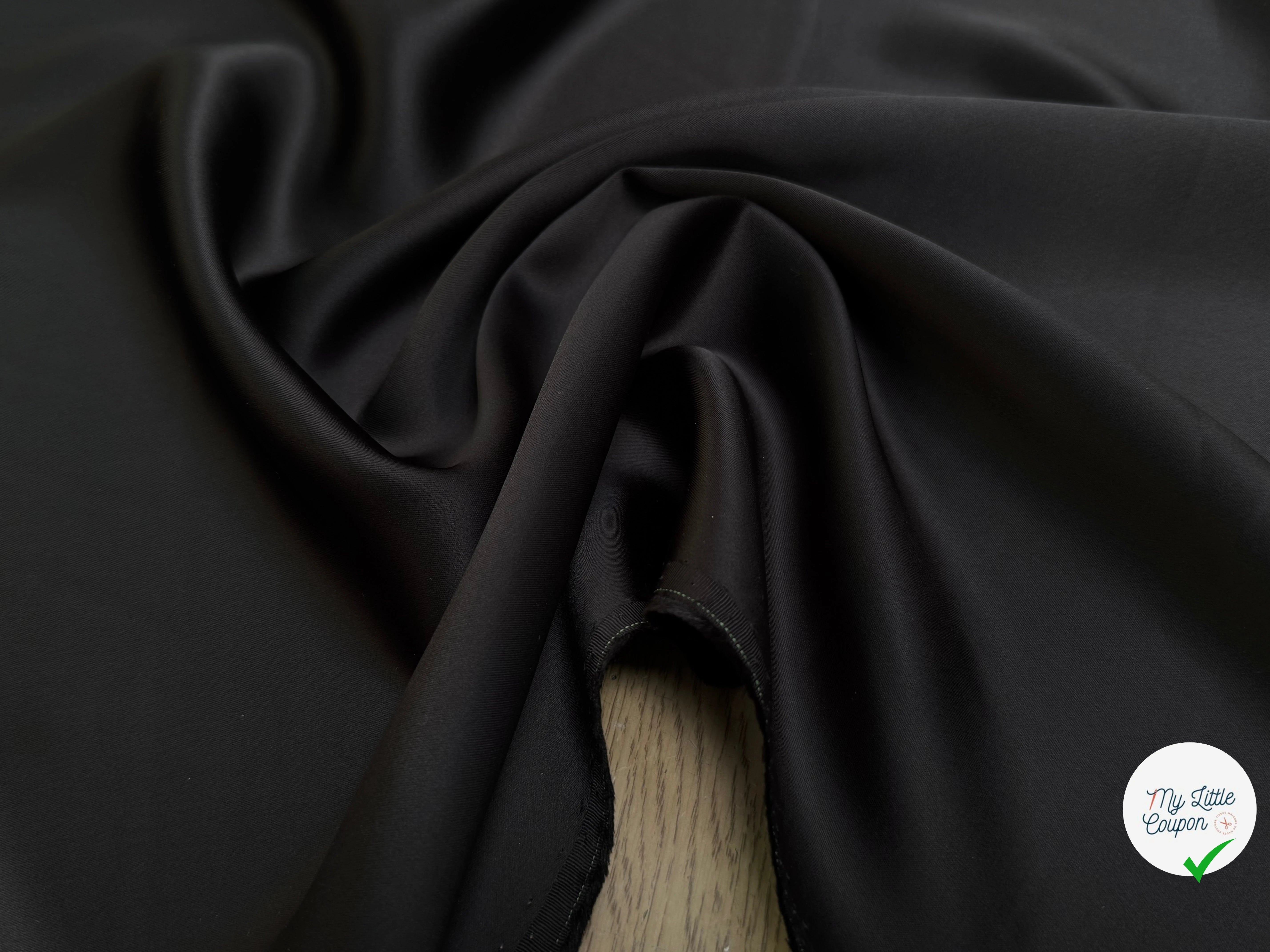 CREPE ENVERS SATIN VISCOSE BEAU TOMBÉ BROWN NOIR - My Little Coupon