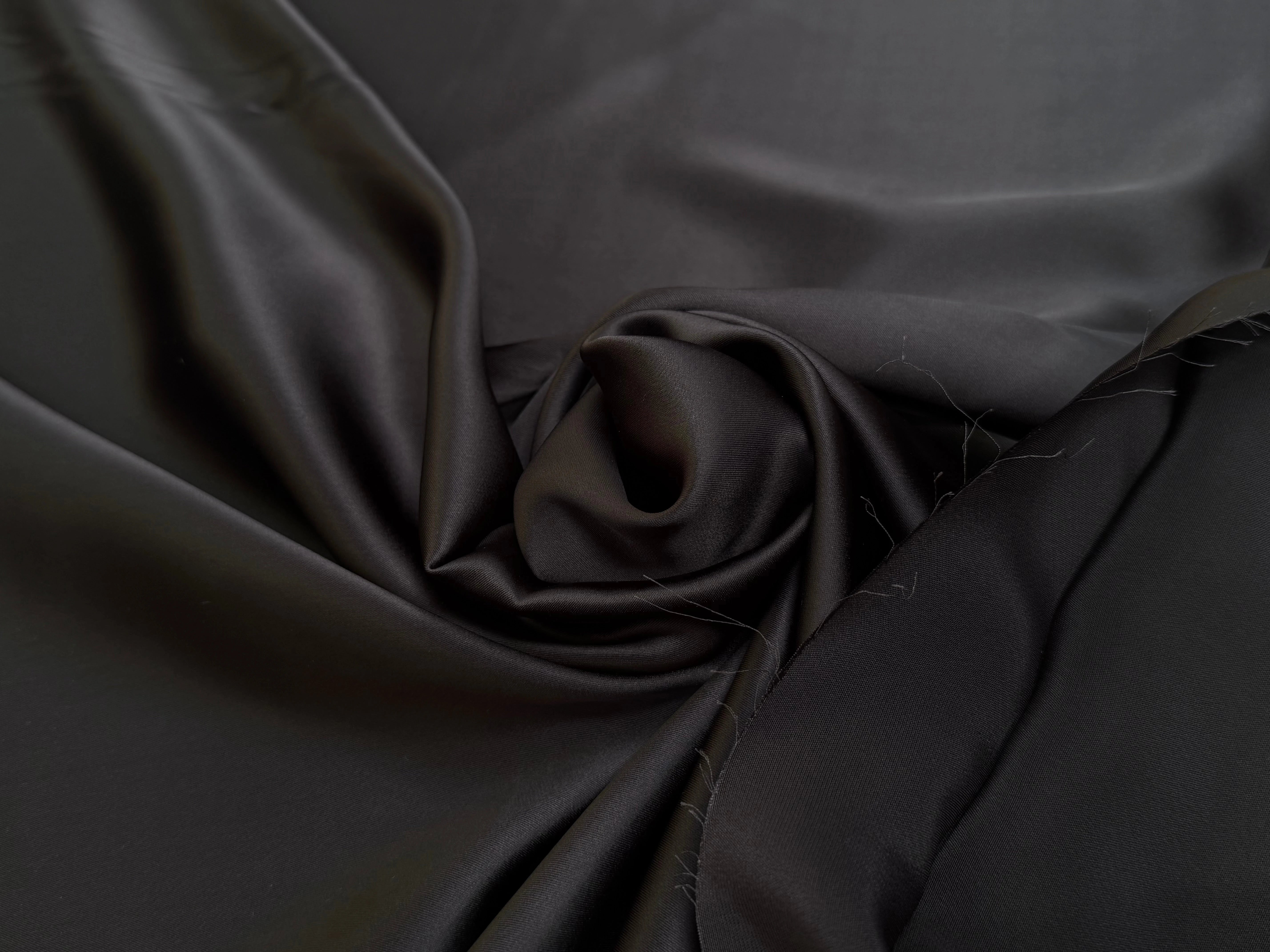 CREPE ENVERS SATIN VISCOSE BEAU TOMBÉ BROWN NOIR - My Little Coupon