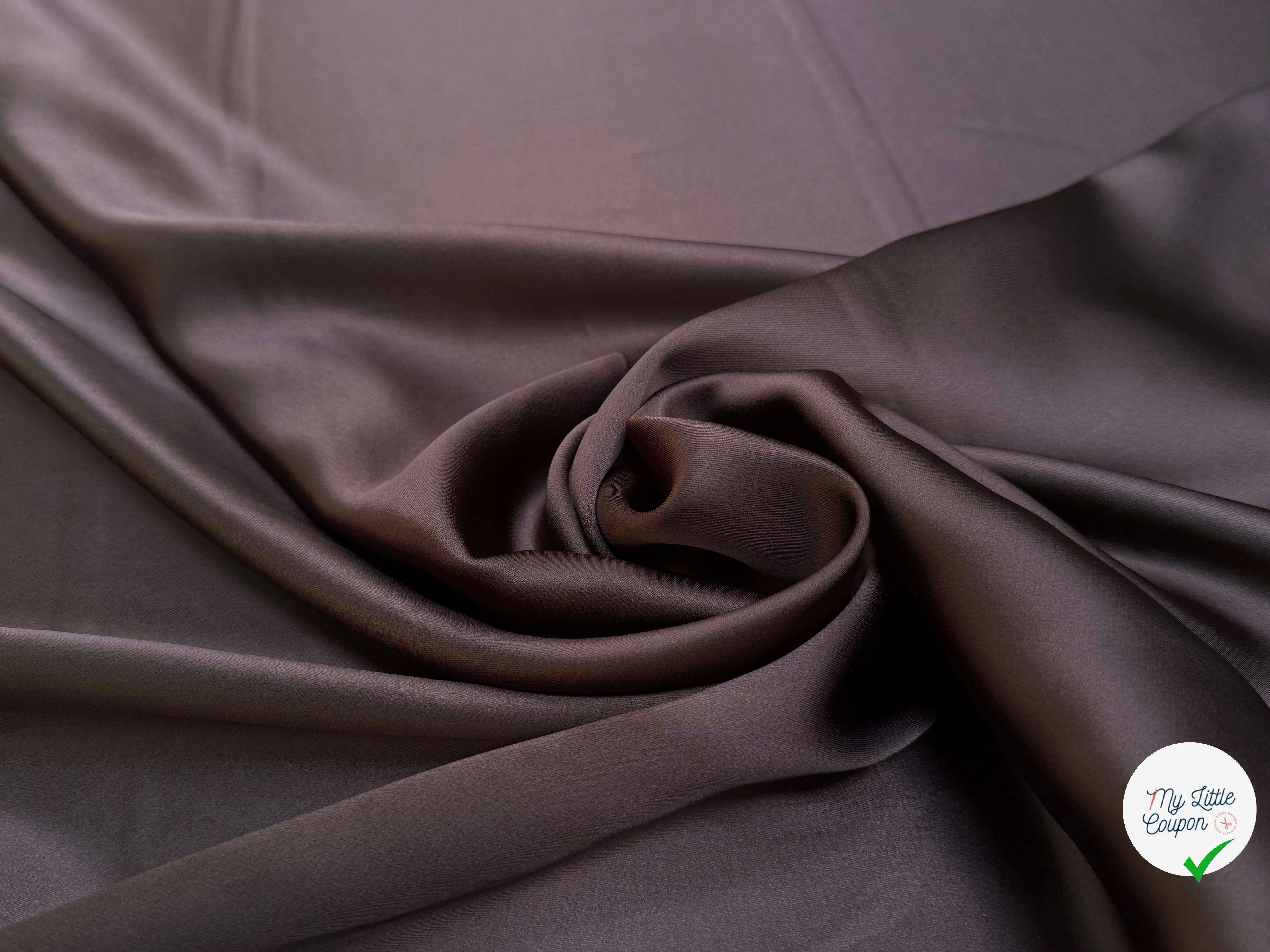 CREPE ENVERS SATIN VISCOSE BEAU TOMBÉ SMOKY BROWN - My Little Coupon