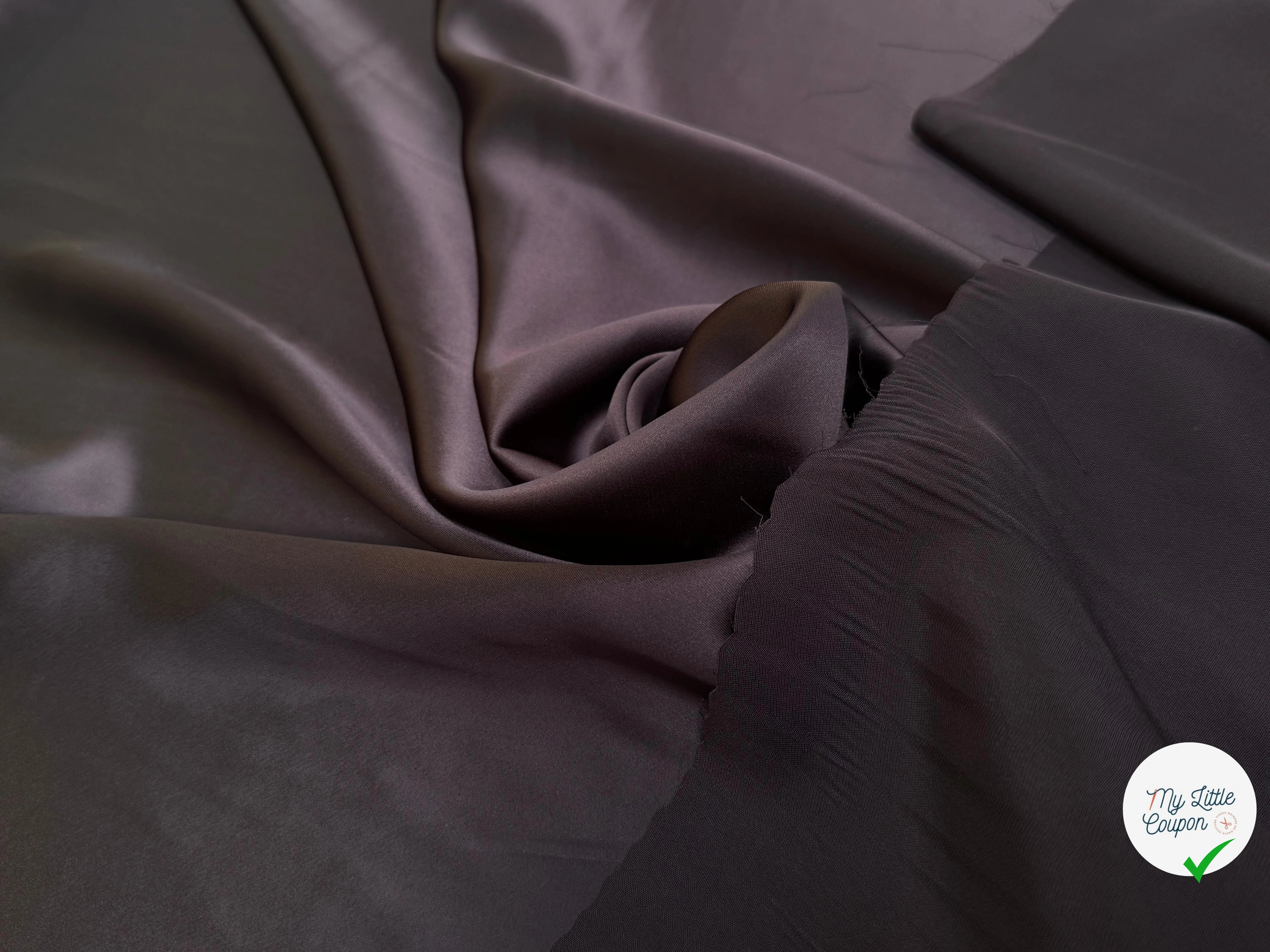 CREPE ENVERS SATIN VISCOSE BEAU TOMBÉ SMOKY BROWN - My Little Coupon
