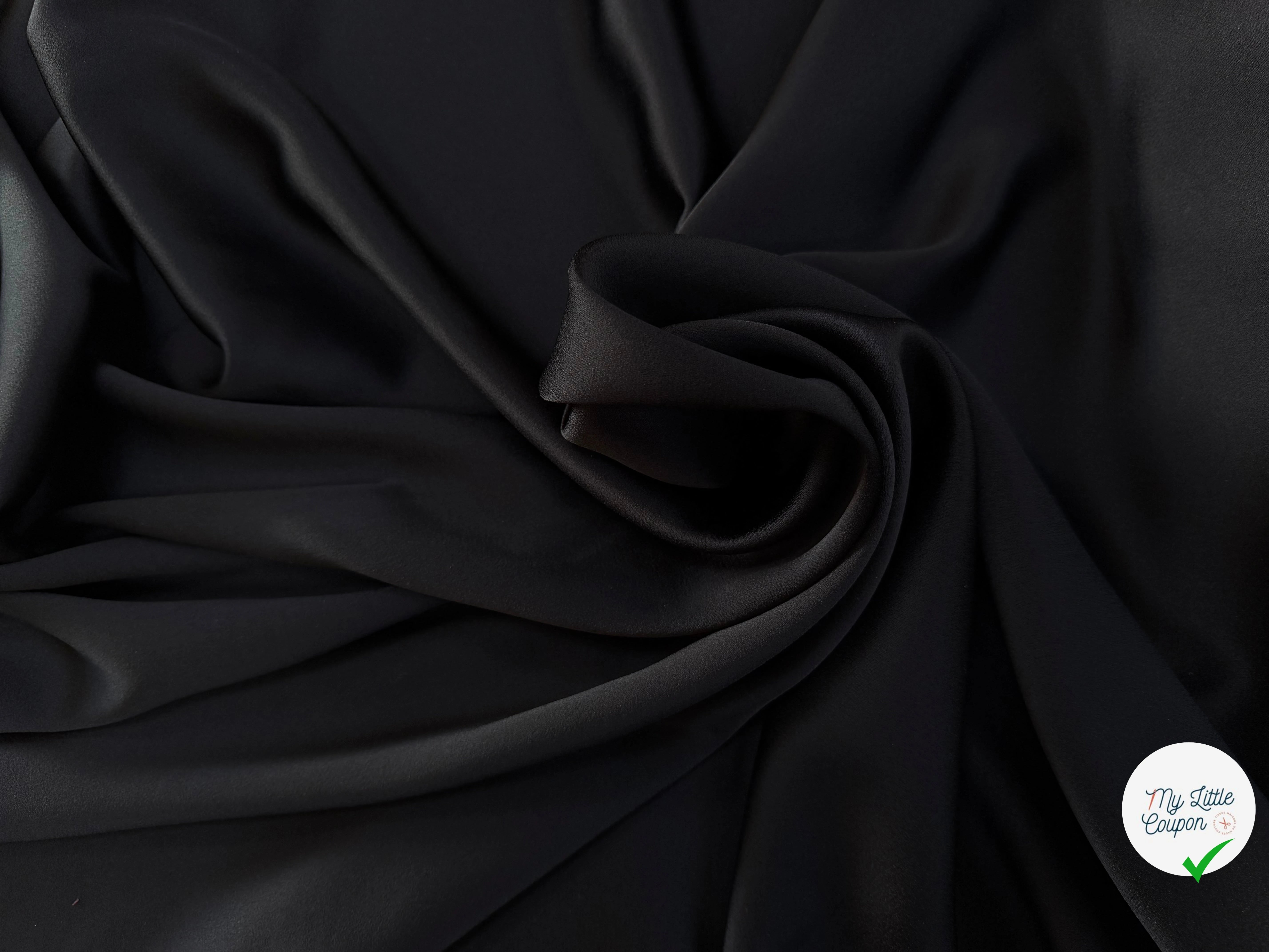 CREPE ENVERS SATIN VISCOSE ET ACETATE MAT NOIR - My Little Coupon