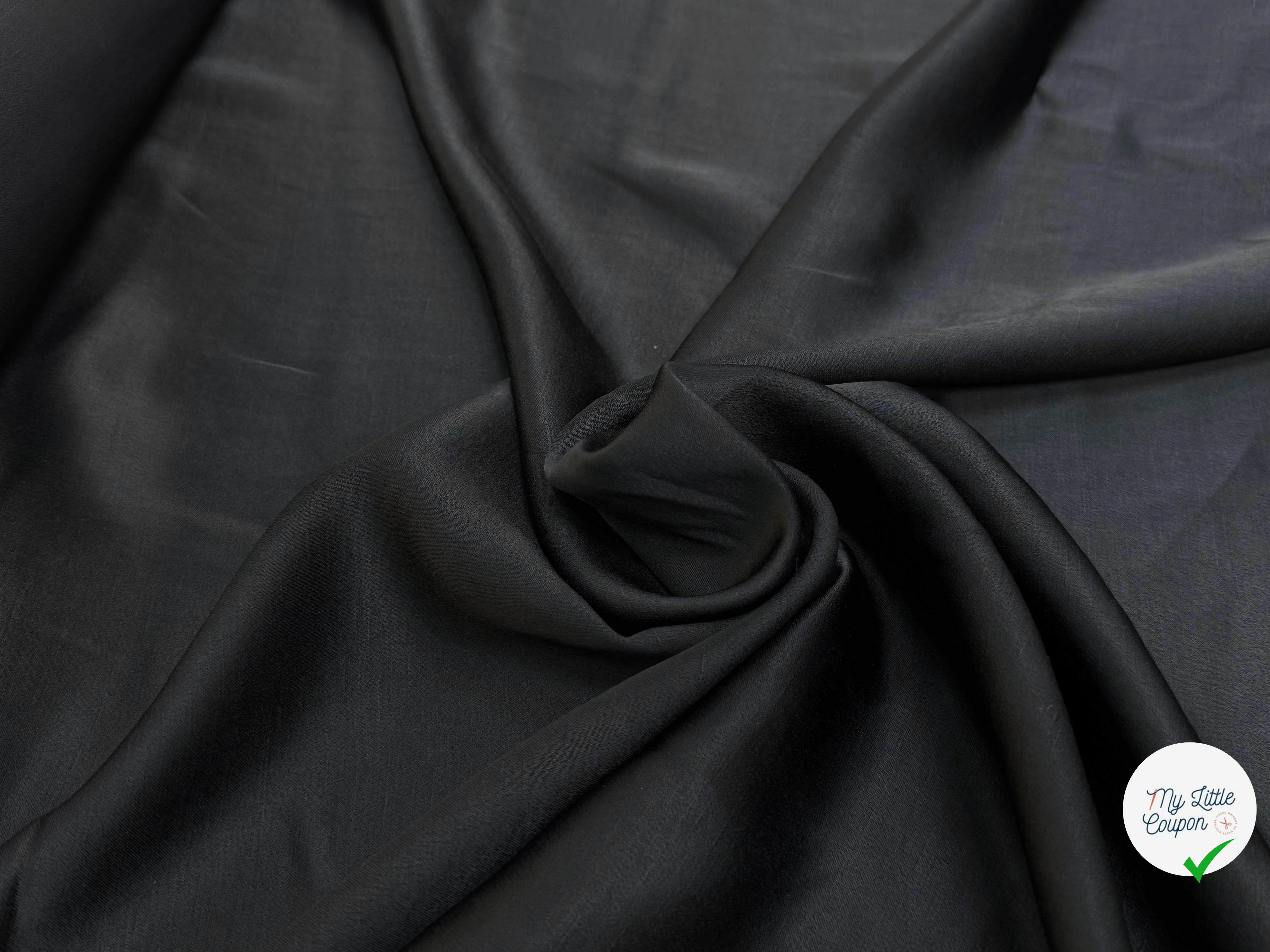 CREPE ENVERS SATIN VISCOSE TEXTURÉ SHANTUNG COUTURE NOIR - My Little Coupon