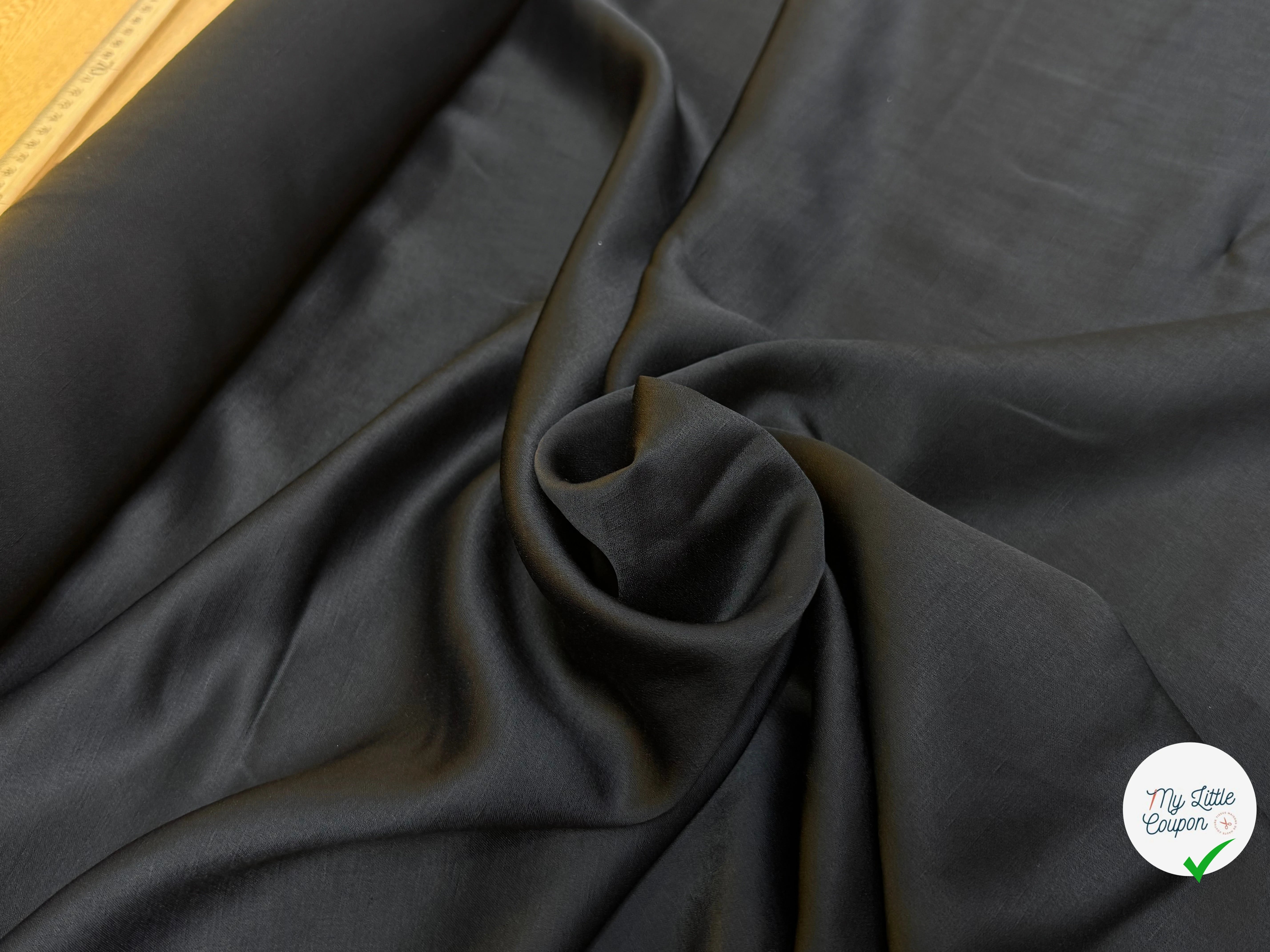 CREPE ENVERS SATIN VISCOSE TEXTURÉ SHANTUNG COUTURE NOIR - My Little Coupon