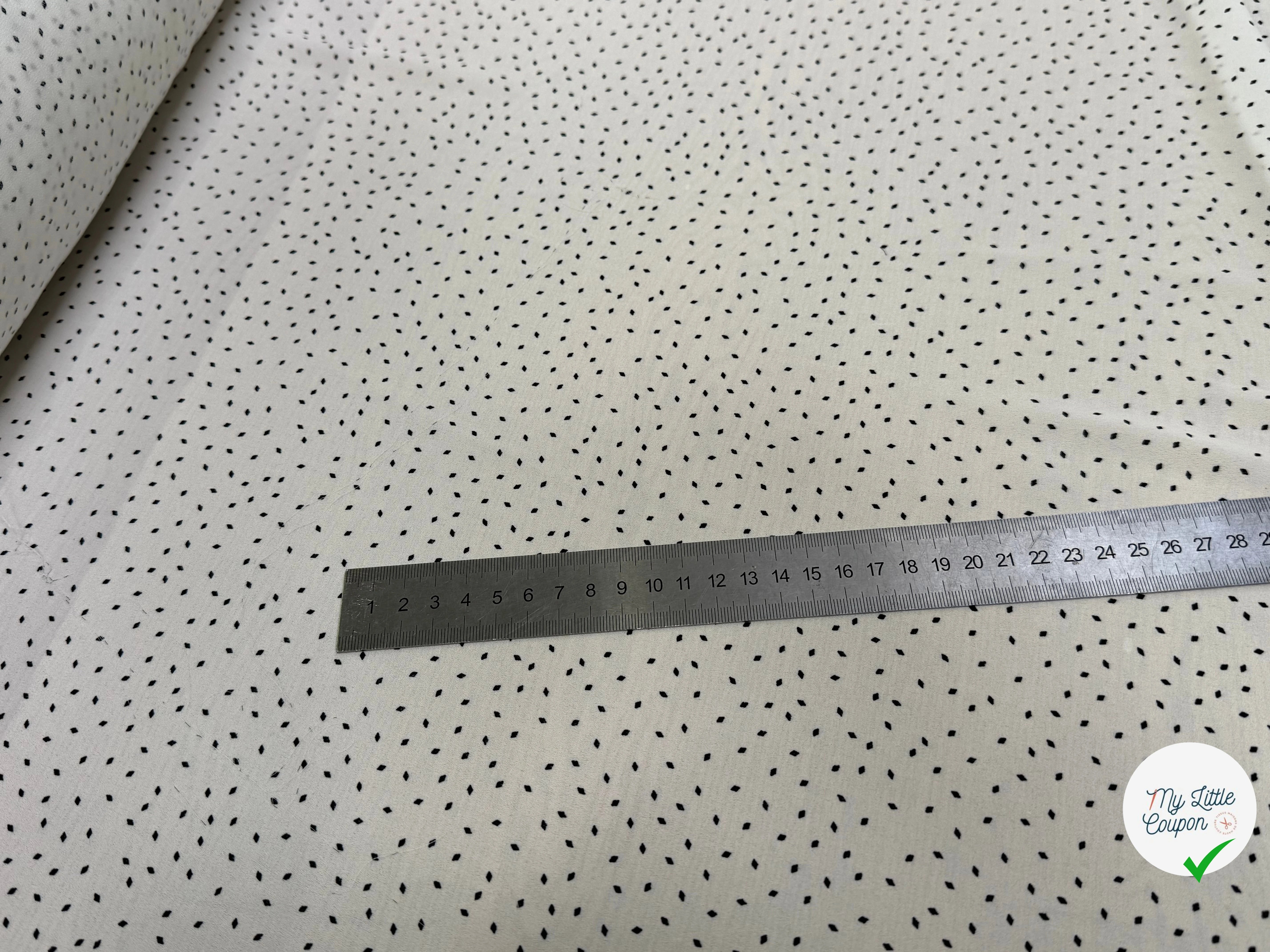 CREPE FLUIDE FOND BLANC POIS MINI LOSANGES - My Little Coupon