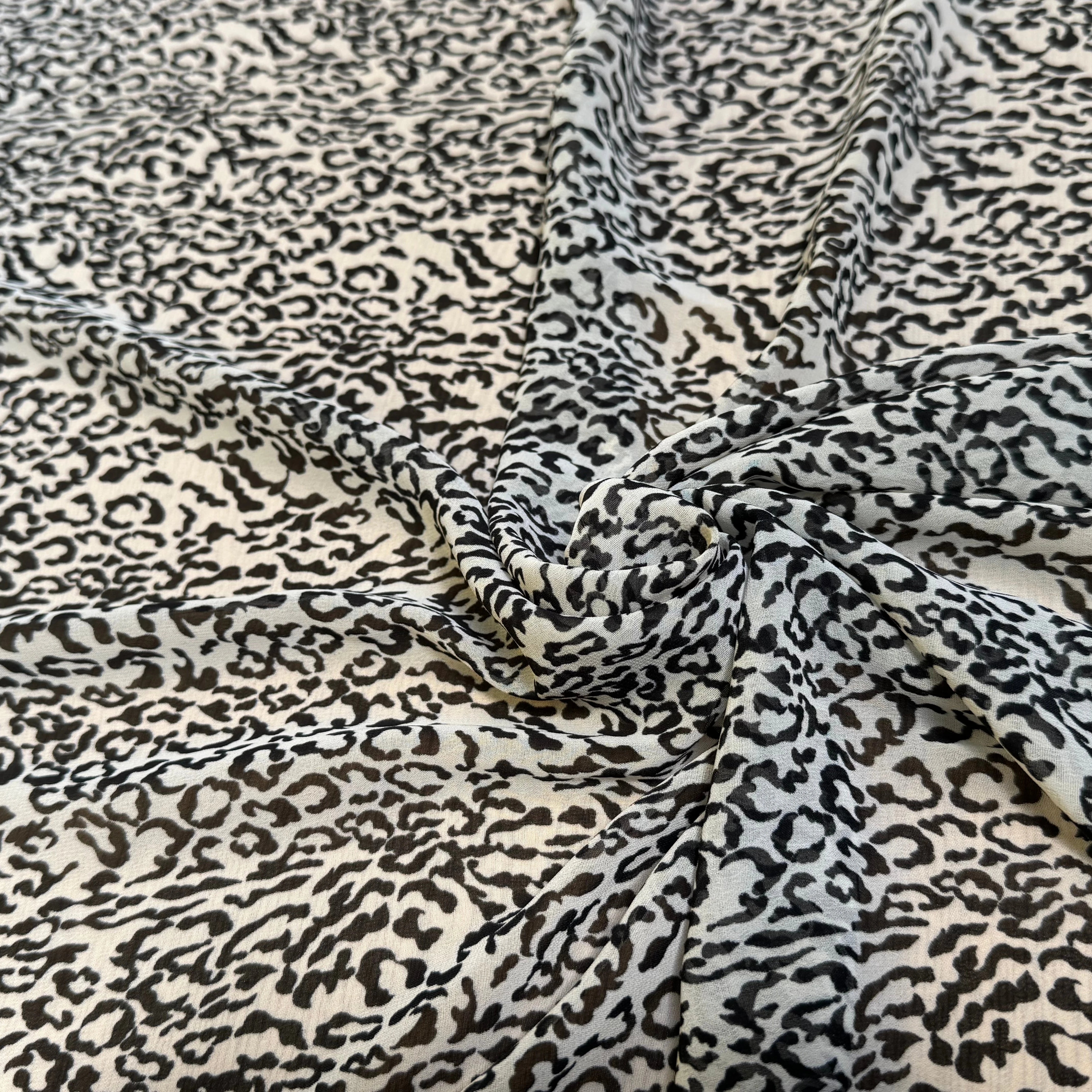 CREPE FLUIDE FOND ÉCRU MOTIF ANIMAL NOIR - My Little Coupon