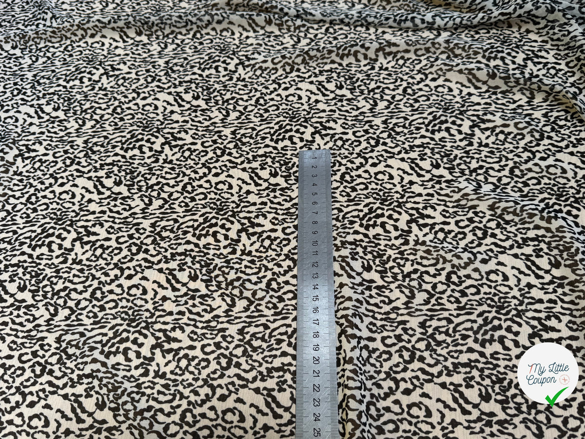 CREPE FLUIDE FOND ÉCRU MOTIF ANIMAL NOIR - My Little Coupon