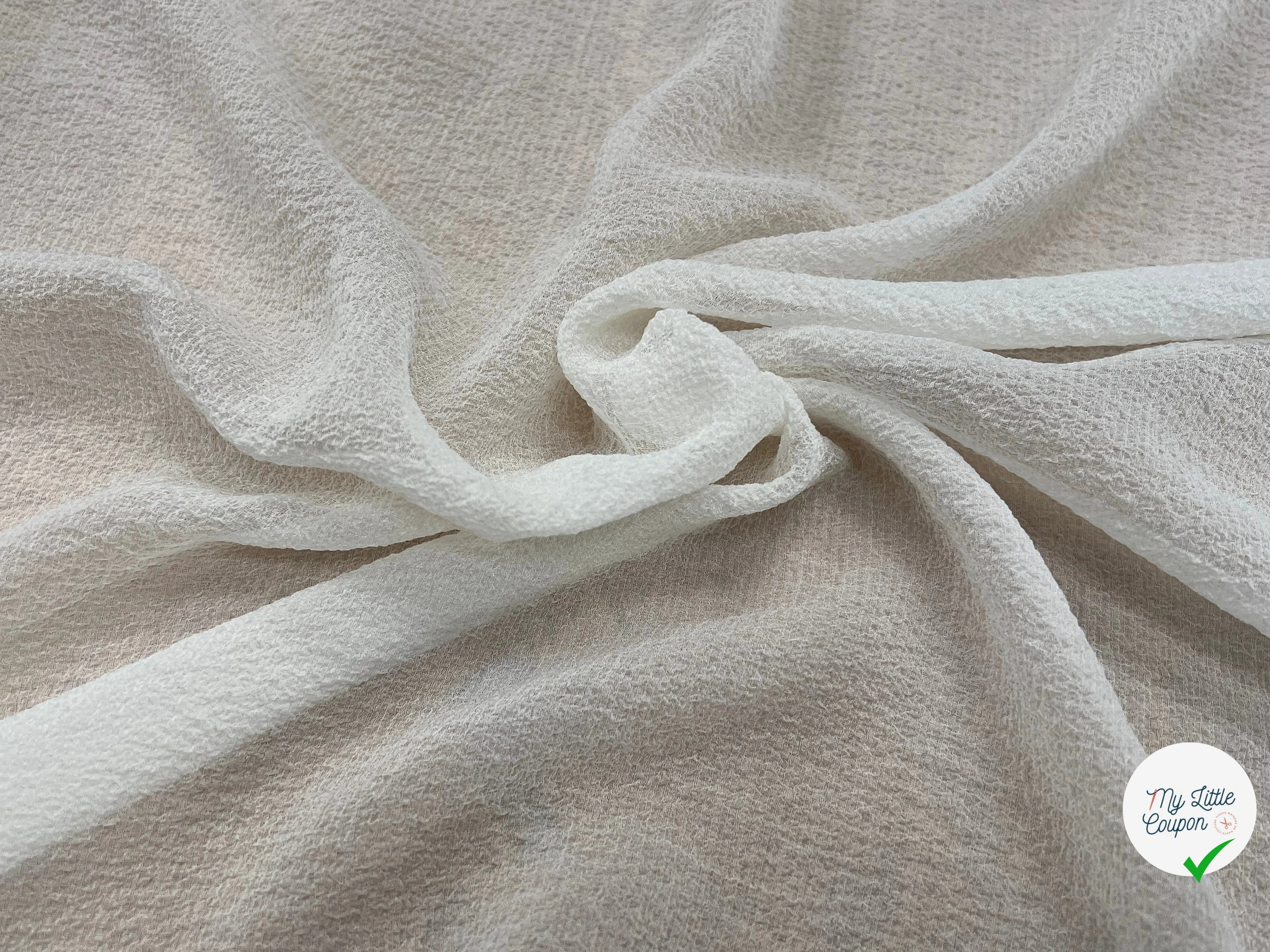 CREPE GAUFFRÉ SOIE BLANC CASSÉ FABRICATION FRANCAISE - My Little Coupon