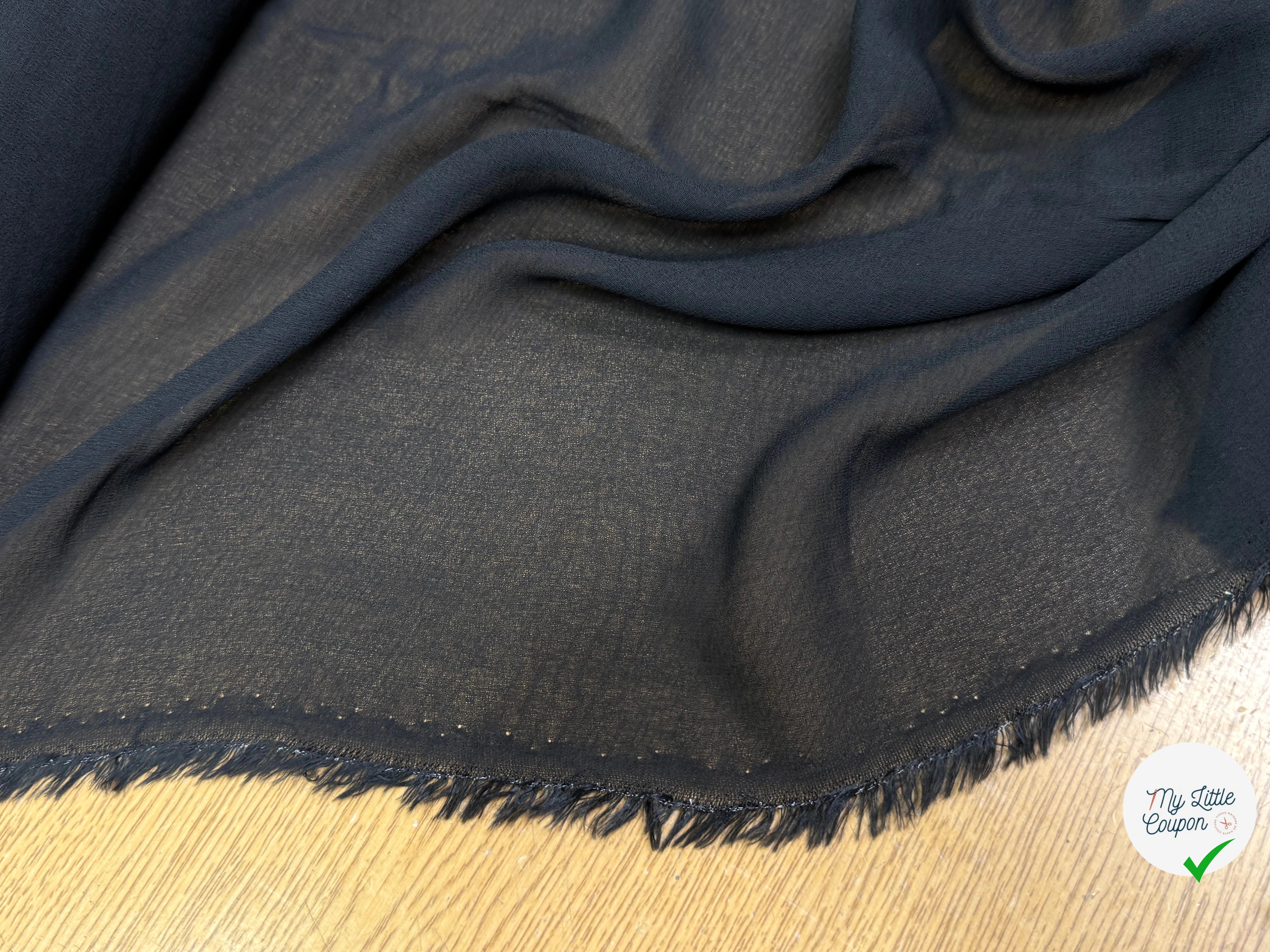 CREPE GEORGETTE 100% VISCOSE FLUIDE NOIR - My Little Coupon