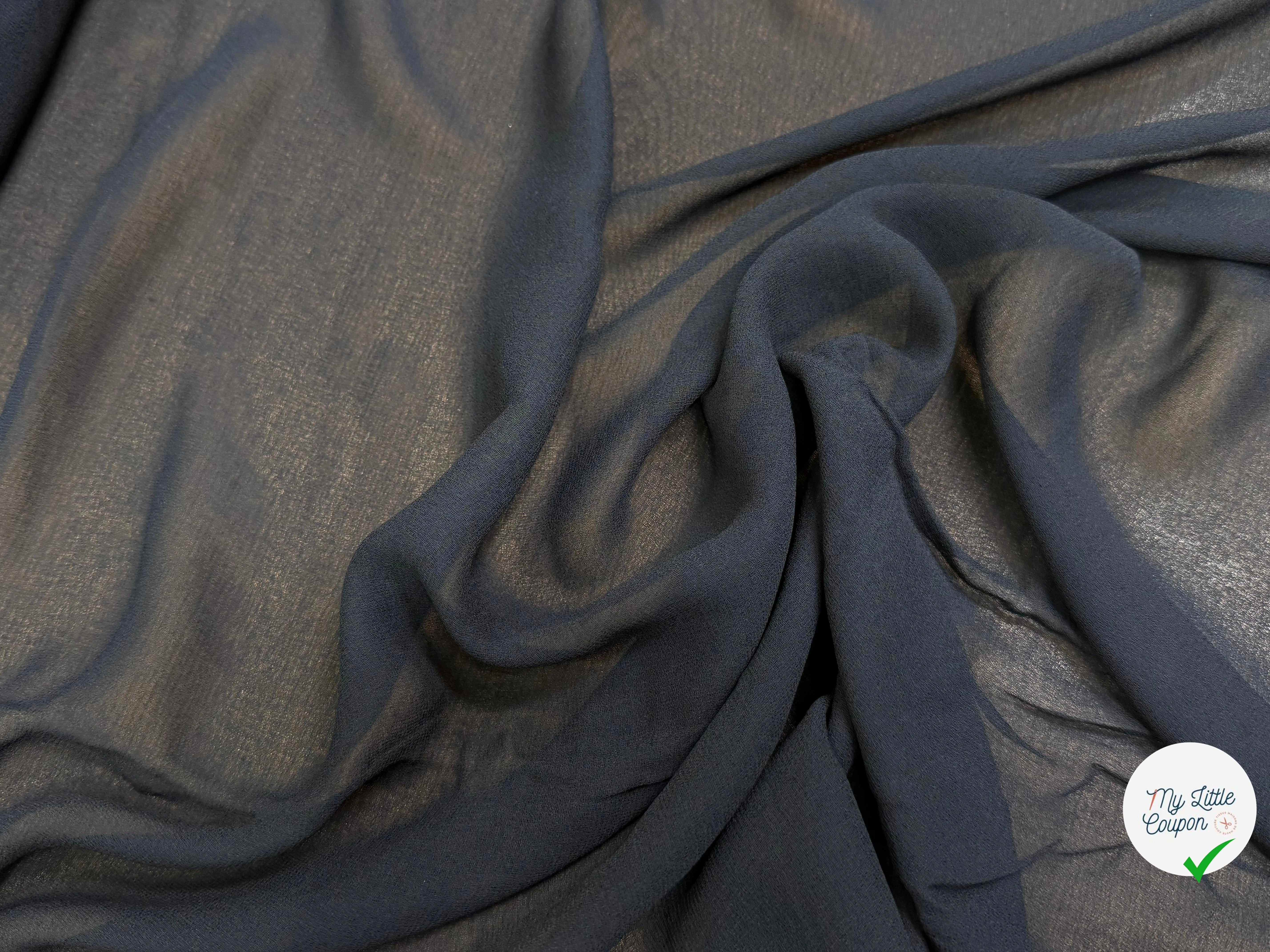CREPE GEORGETTE 100% VISCOSE FLUIDE NOIR - My Little Coupon