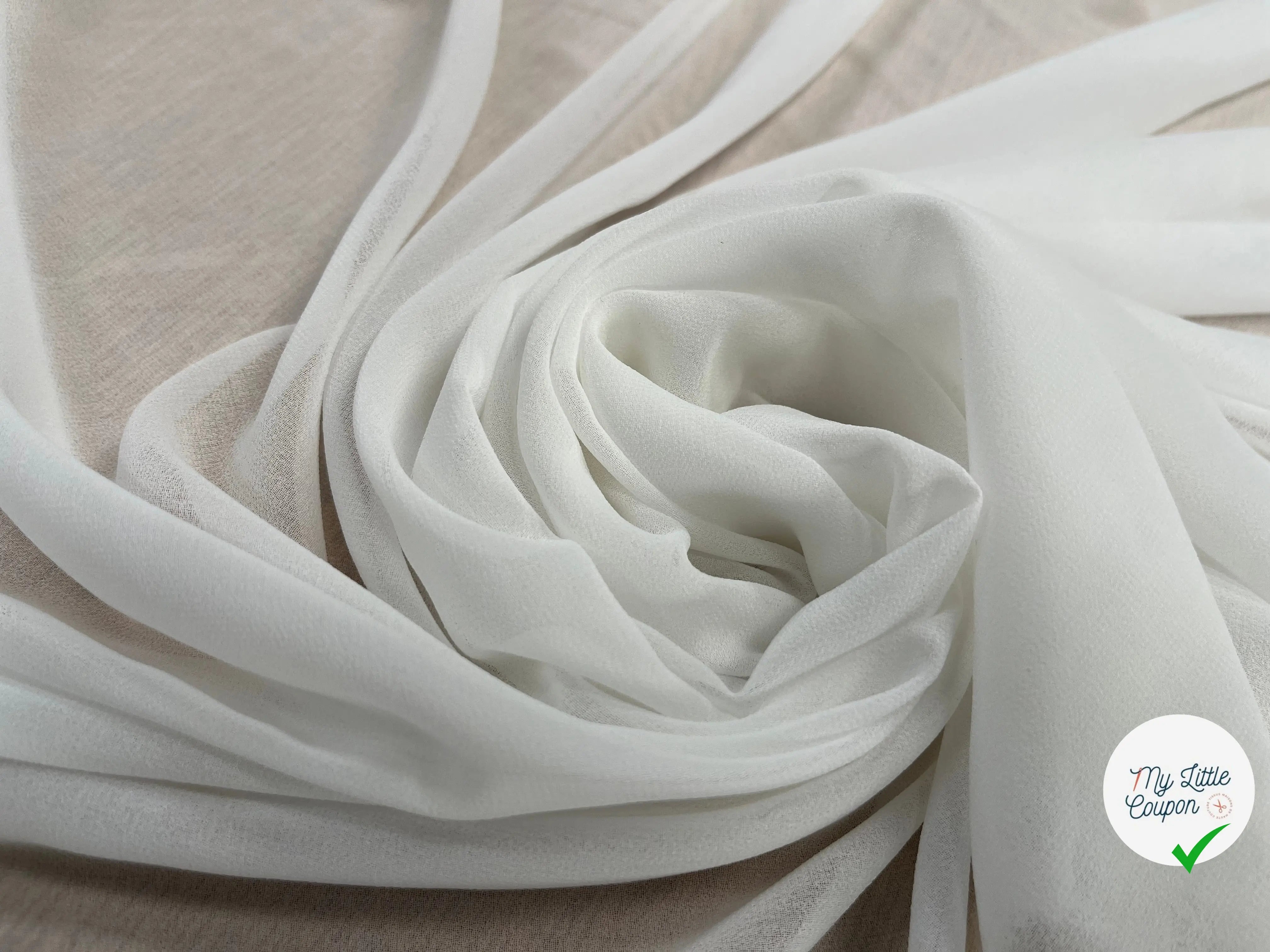 CREPE GEORGETTE BLANC POLYESTER - My Little Coupon