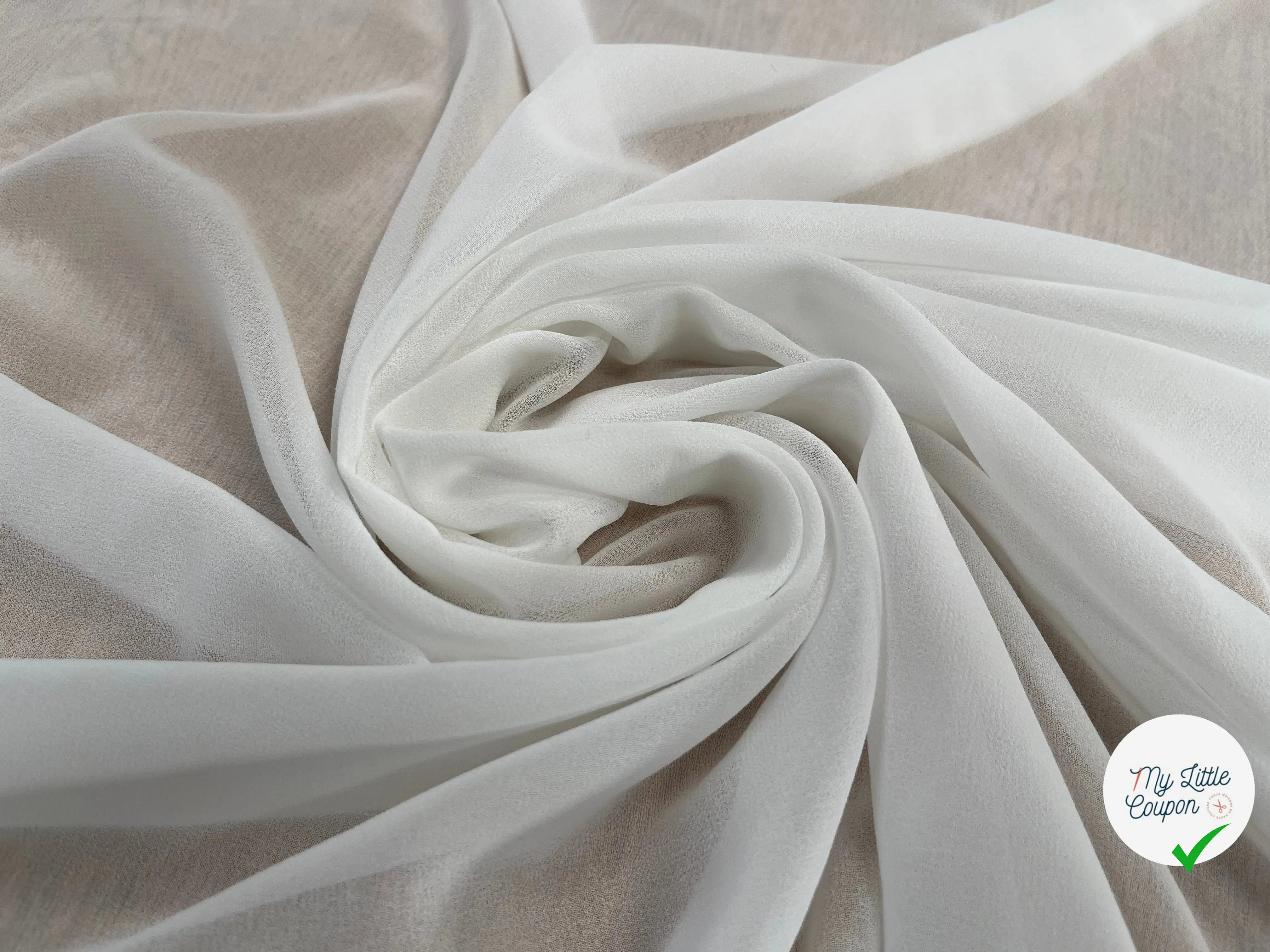 CREPE GEORGETTE BLANC POLYESTER - My Little Coupon