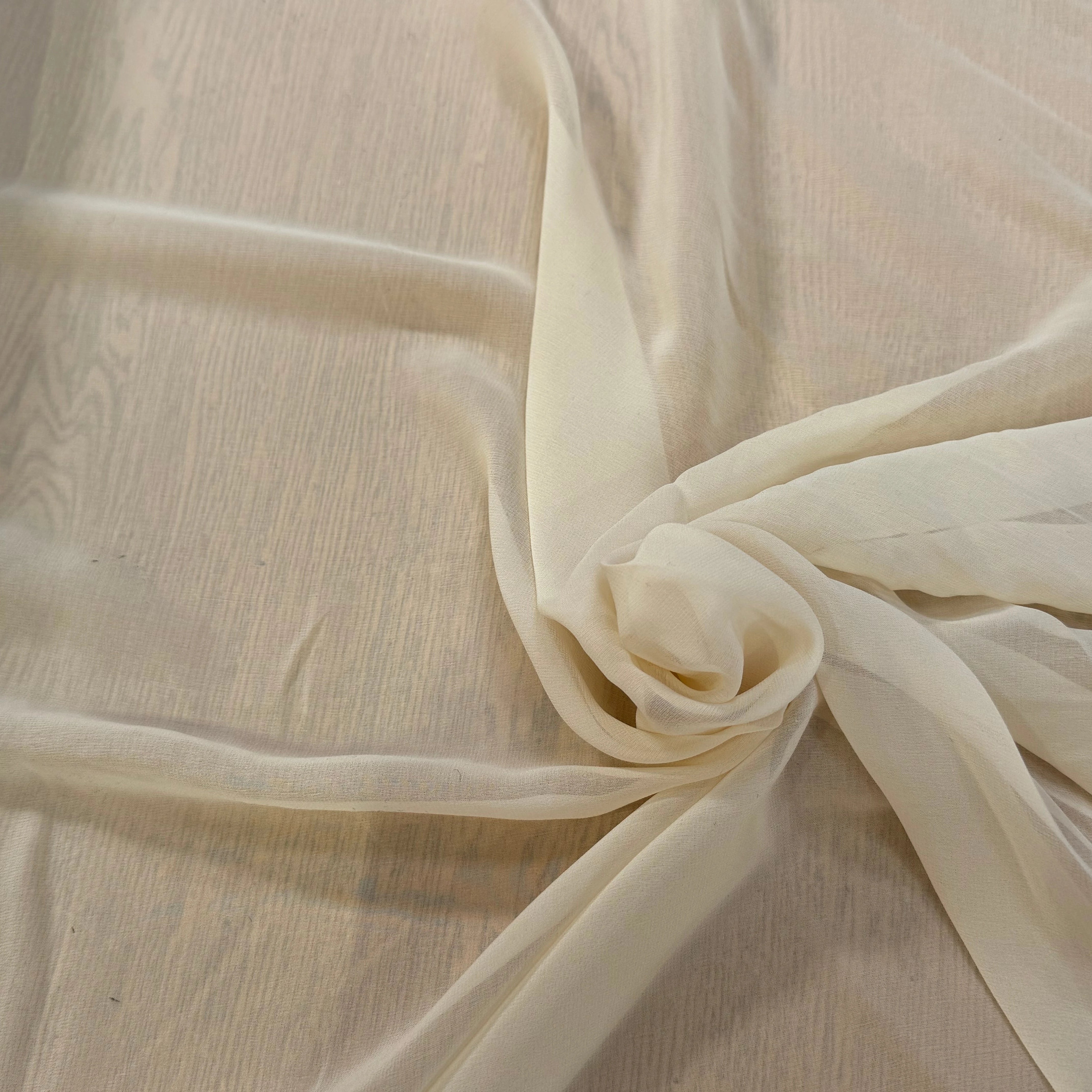 CREPE GEORGETTE DE SOIE BEIGE VANILLE - My Little Coupon