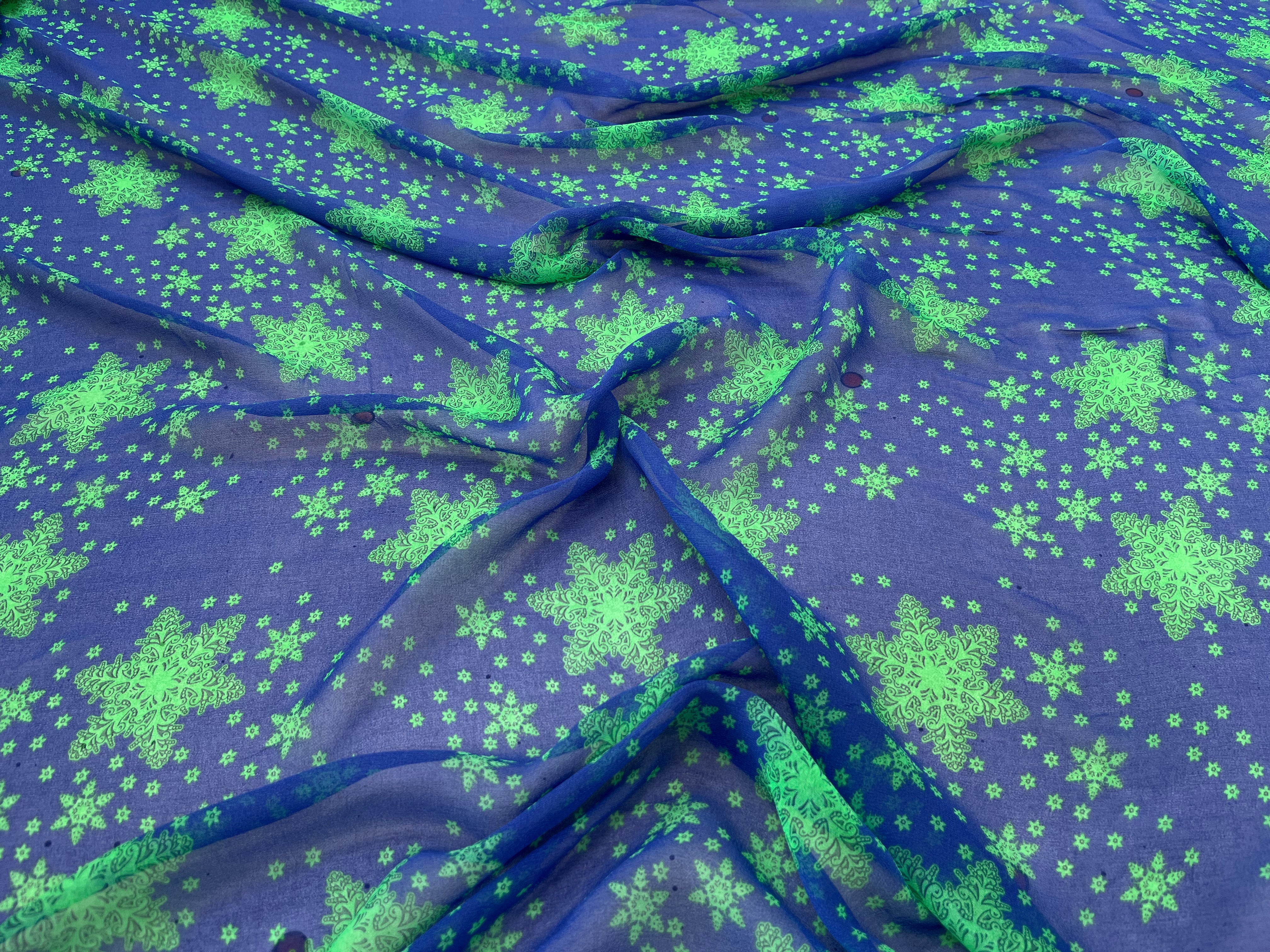 CREPE GEORGETTE DE SOIE FLOCONS BLEU - My Little Coupon